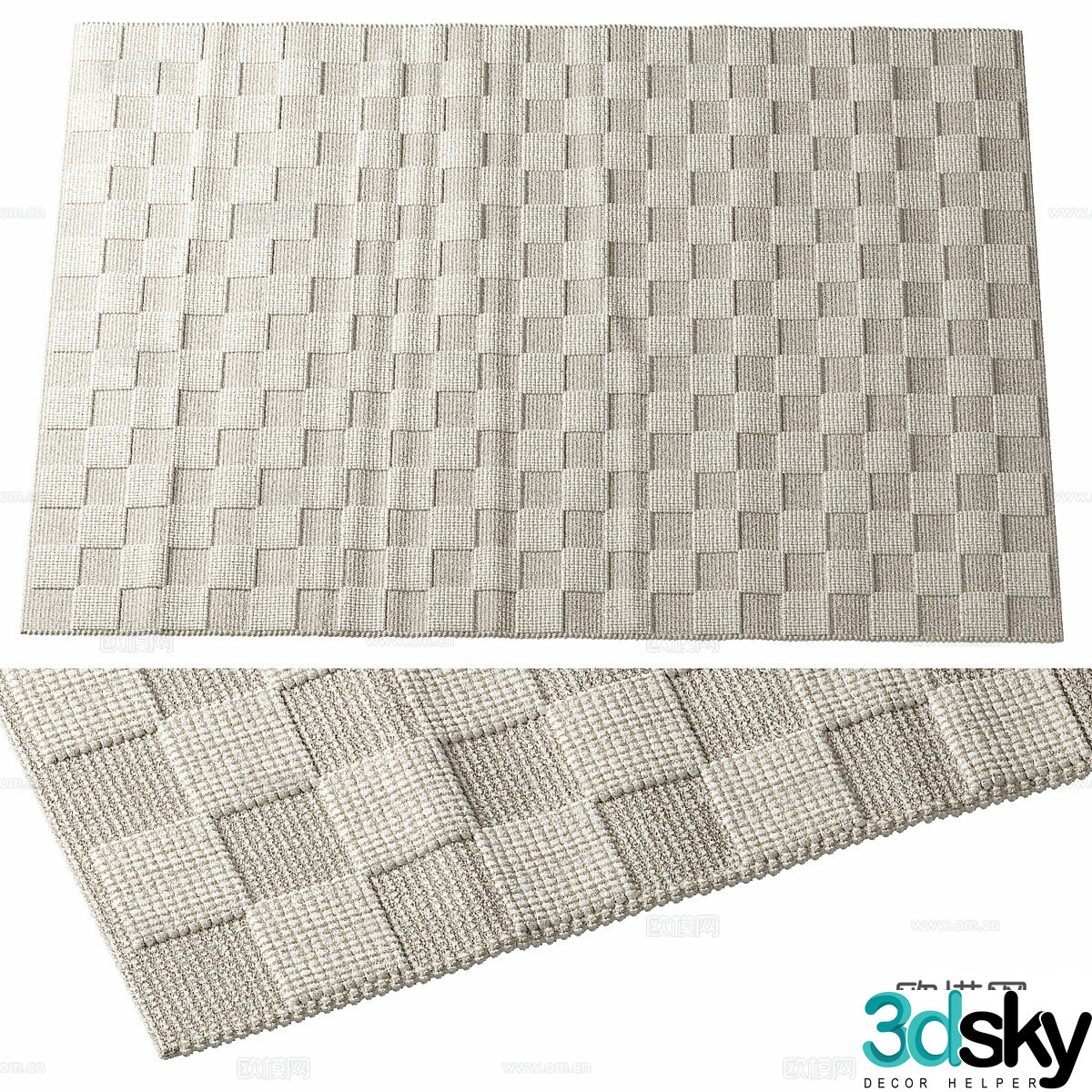 Modern Italian fabric plaid carpet 3d model
