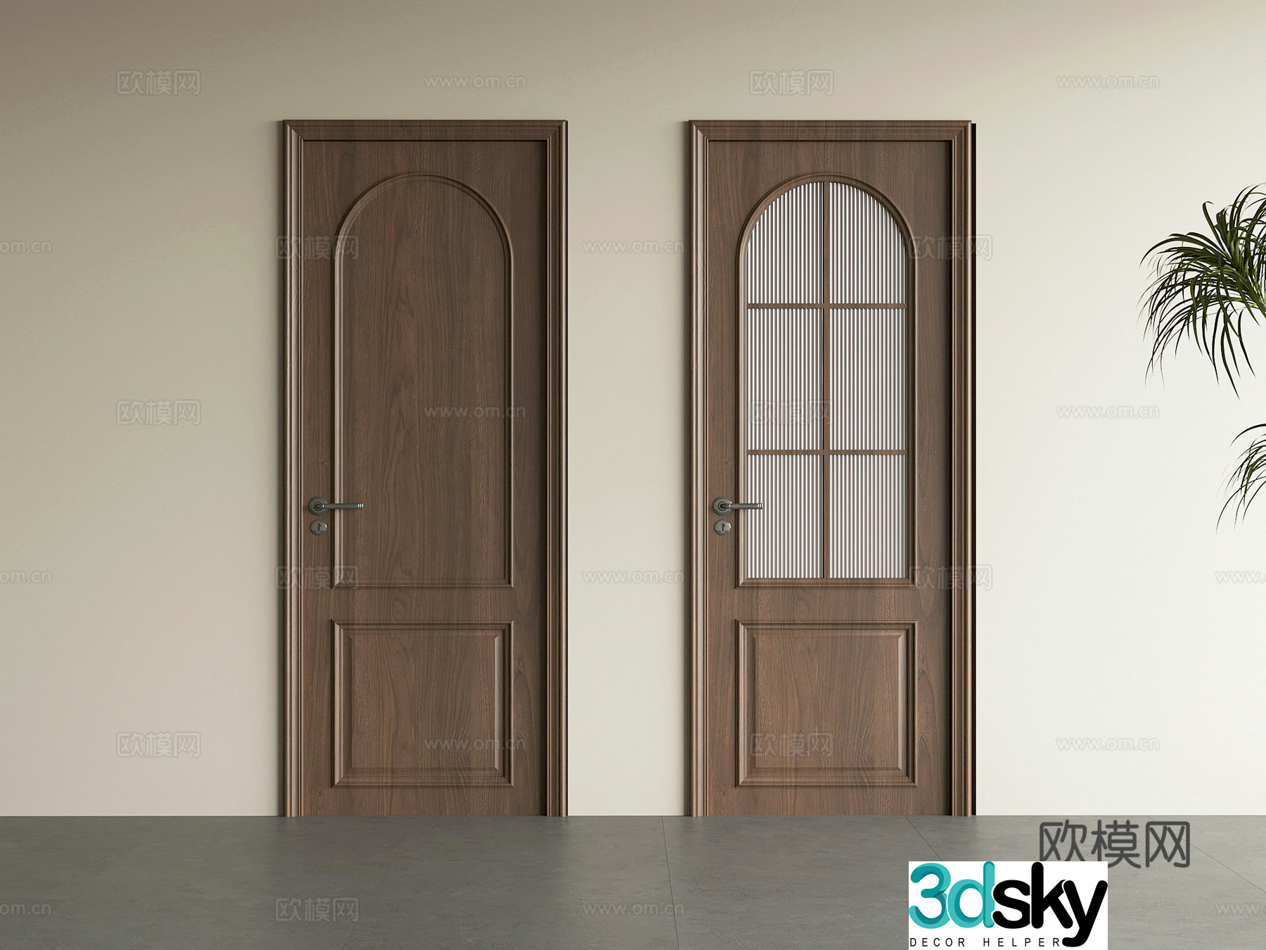 05 Single-open door Medium style Single-open door Glass door Indoor door 3D model