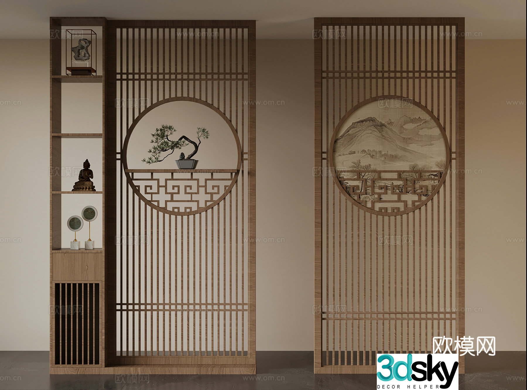 12 new Chinese style lattice partition 3d model