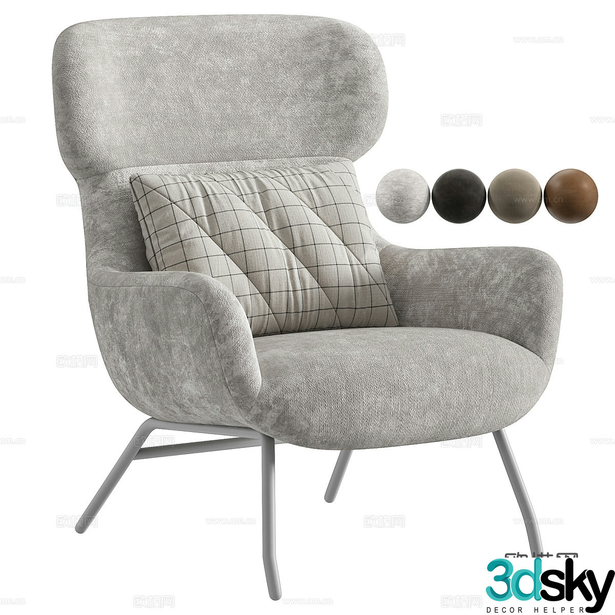 Modern Italian fabric leather Belina armchair 3d model