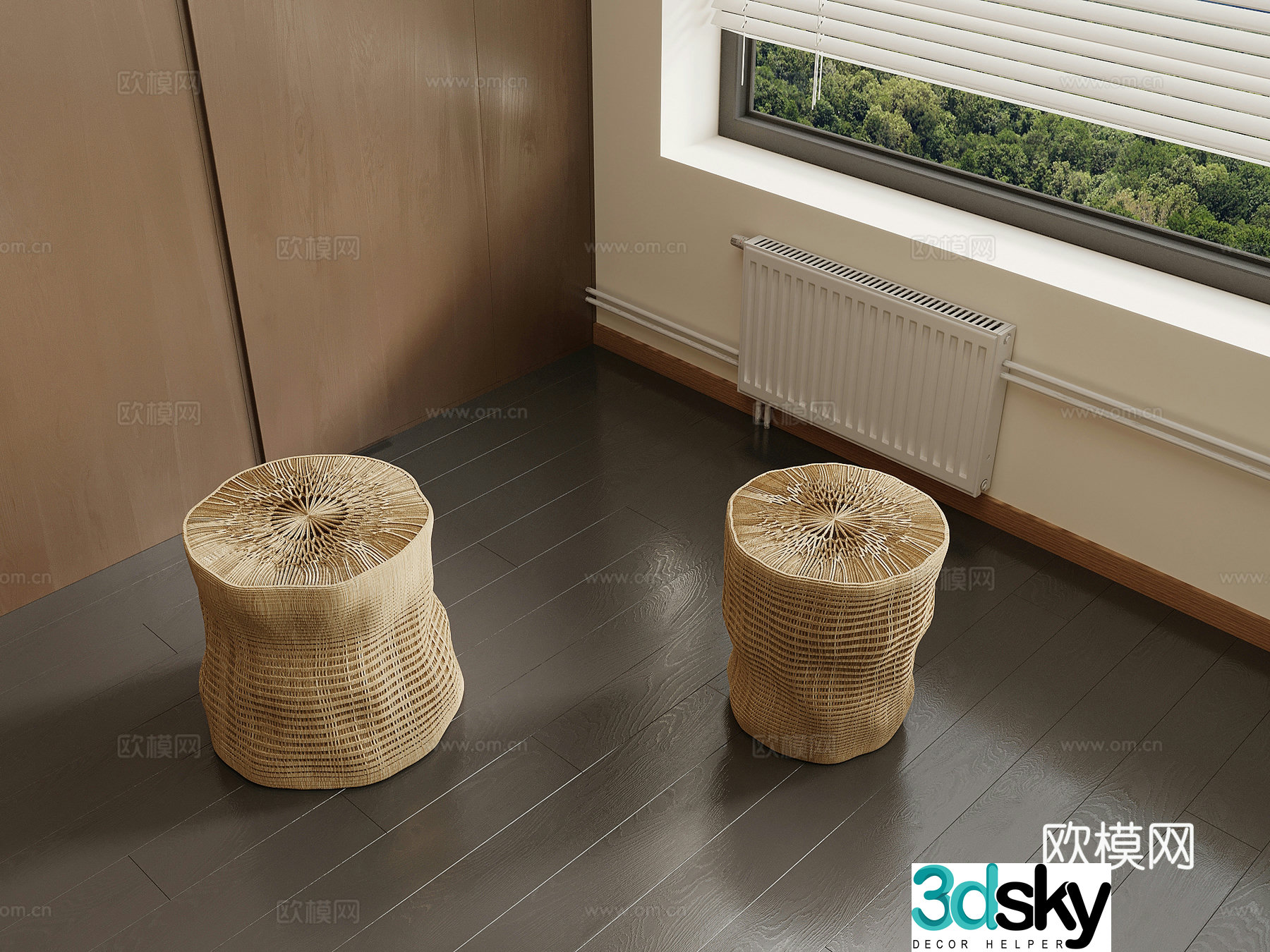 17 stools Wasabi wind stool rattan stool 3d model