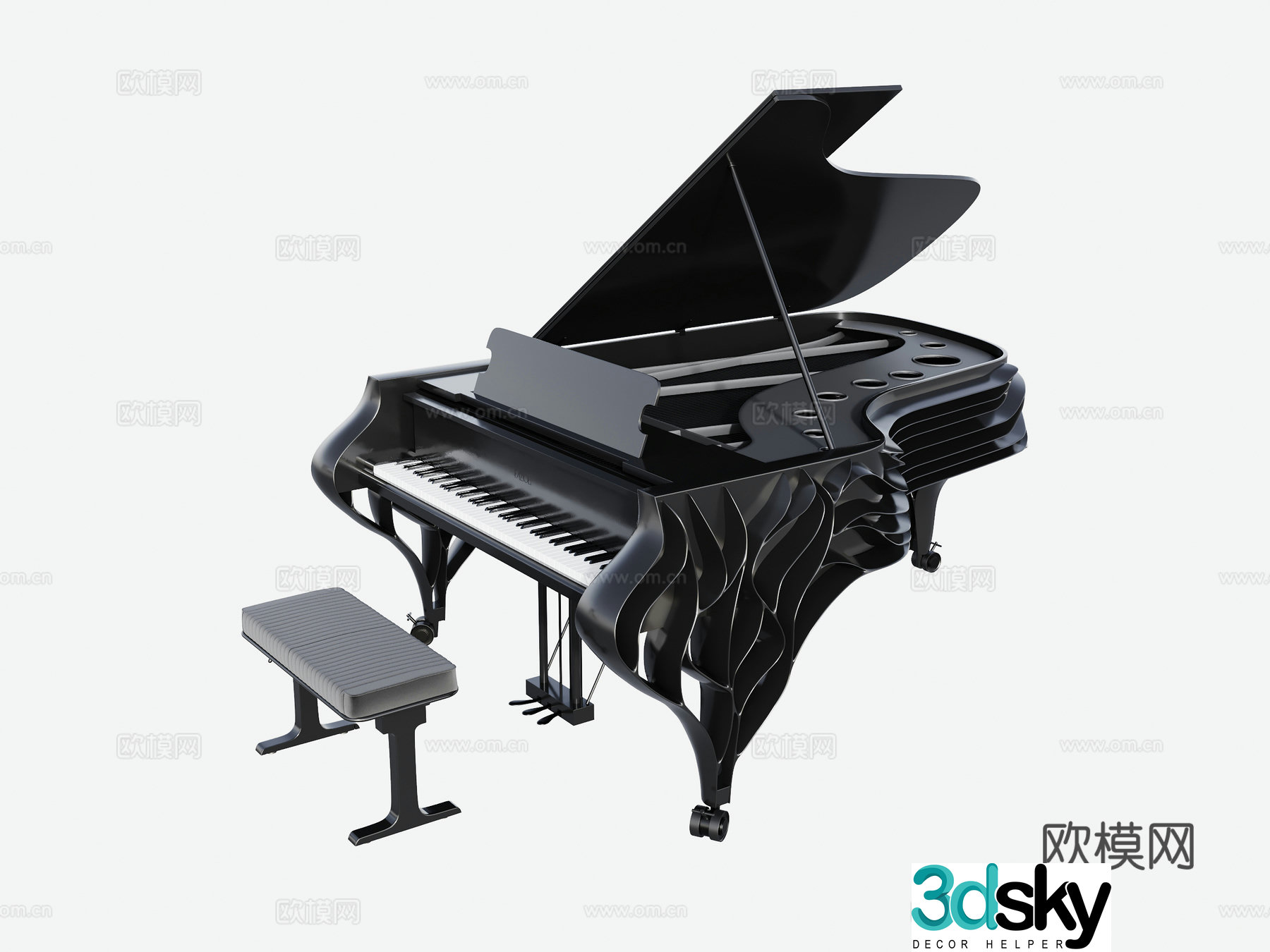 Piano modern piano special shaped piano metal piano 3d model