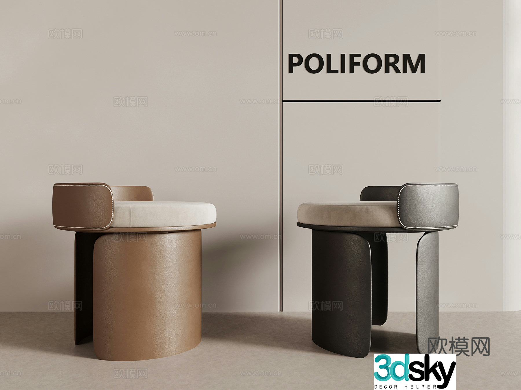 016 Other stools medieval style stool low stool round stool 3d model