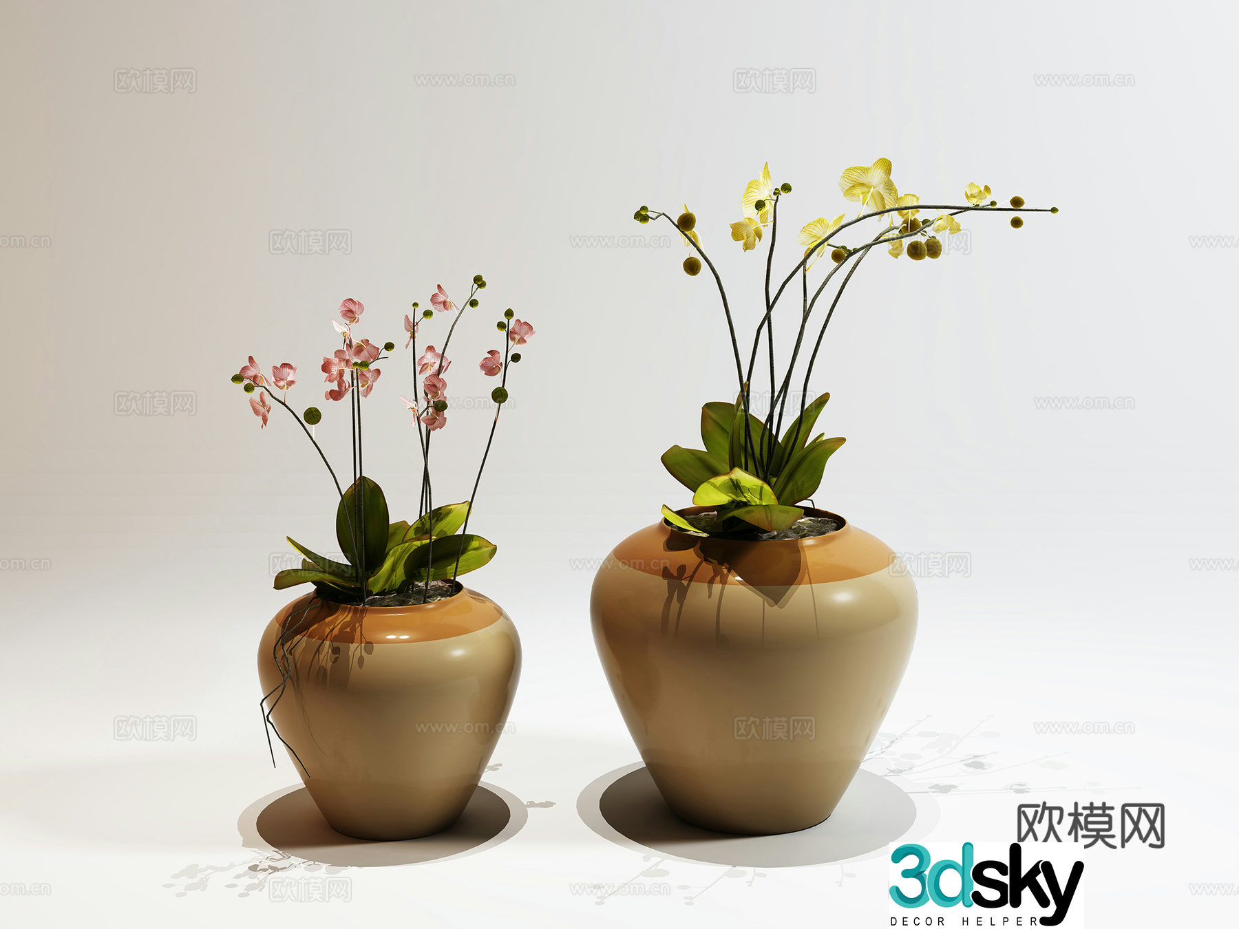 New Chinese bonsai green plant potted vase flower art 3D model