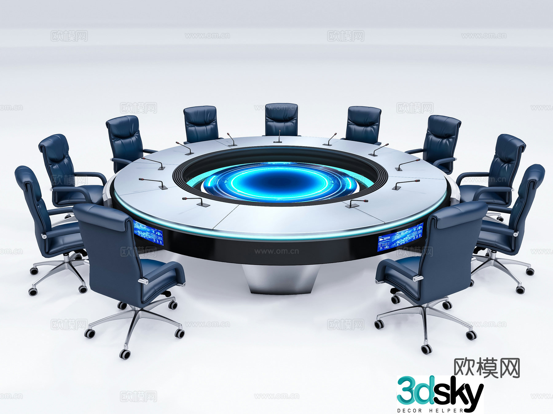 3D model of tech-sensing circular conference table