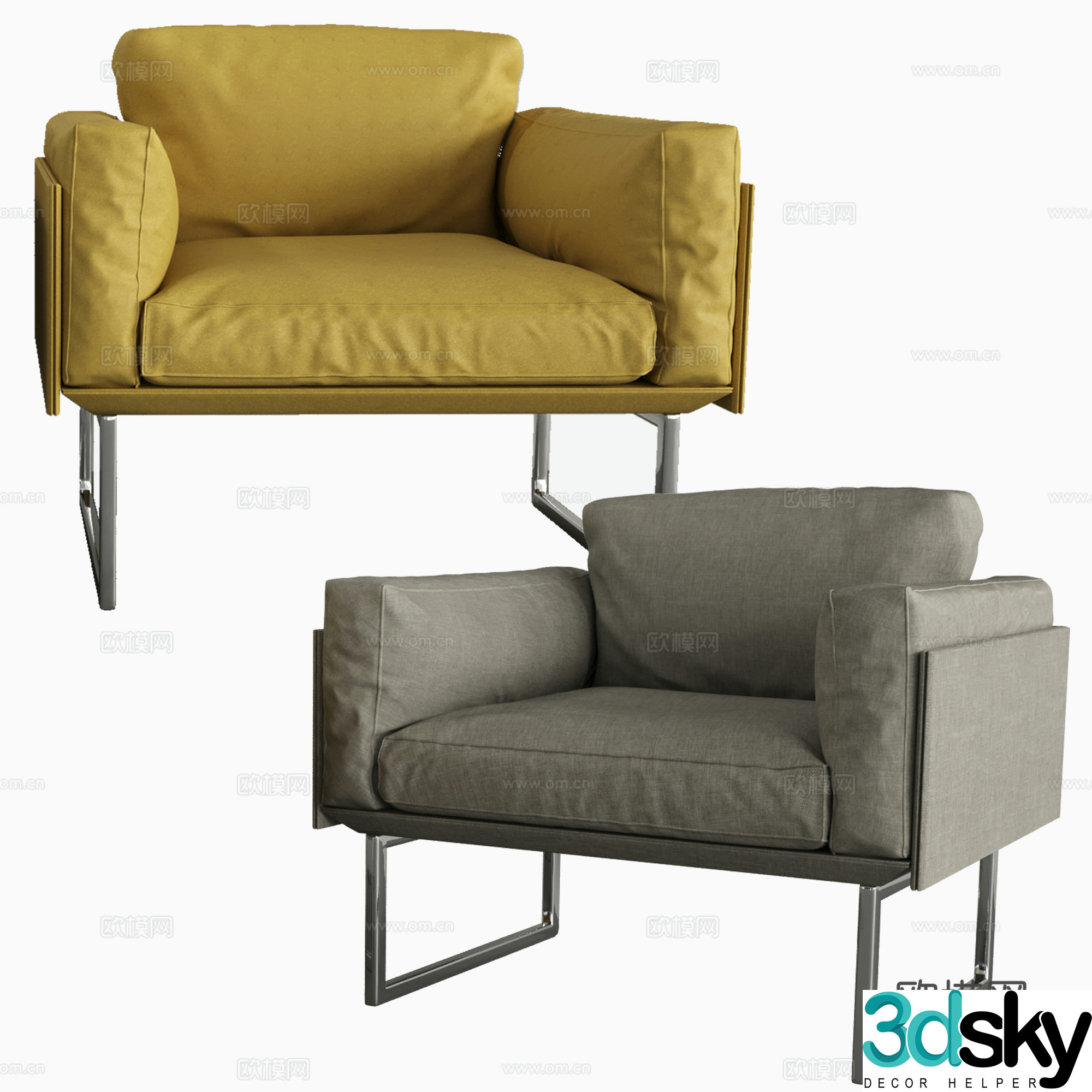 Modern Italian fabric armchair 3d model