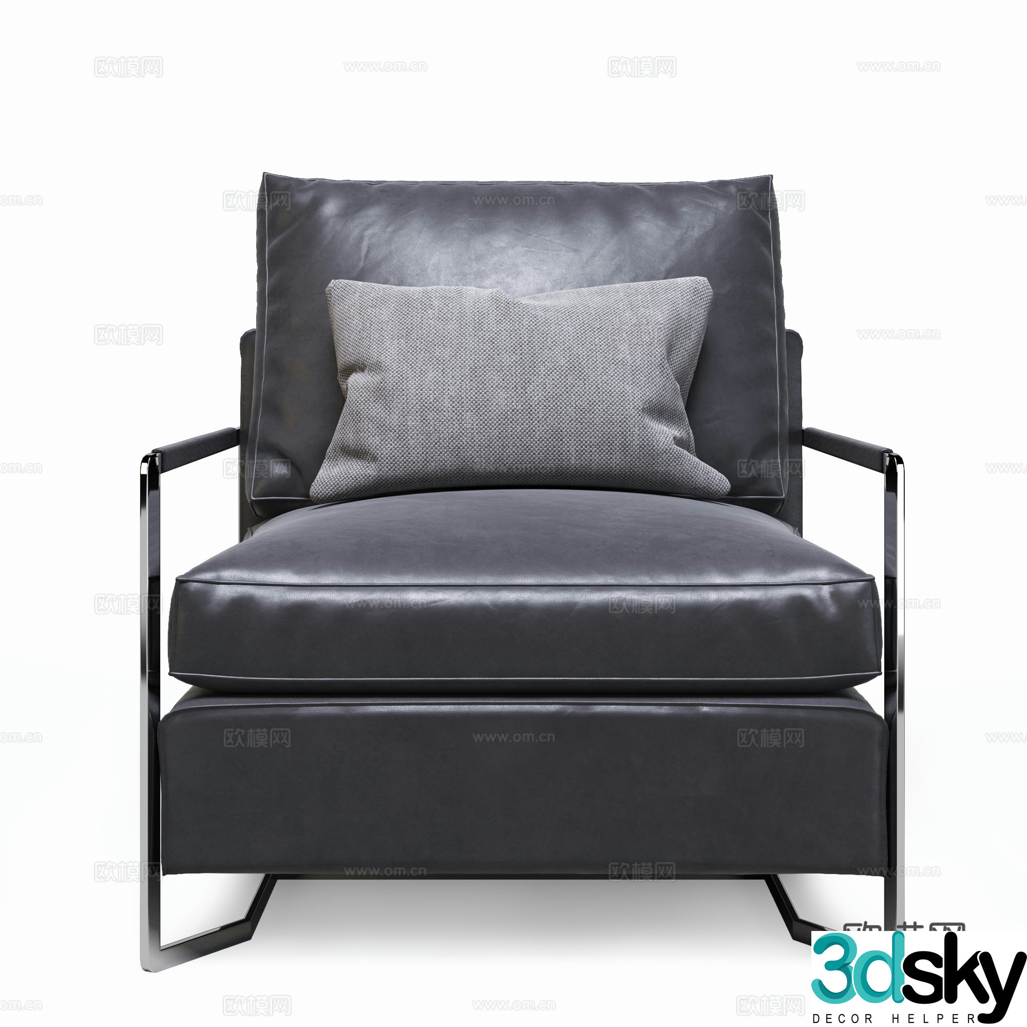 Modern leisure chair leather chair book chair single chair 3d model