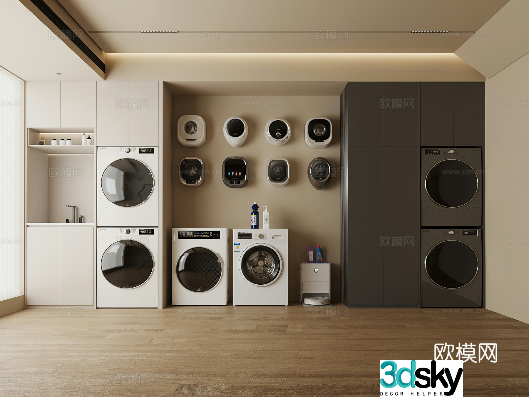 01 Laundry room Modern laundry room Washing cabinet Washing machine 3d model