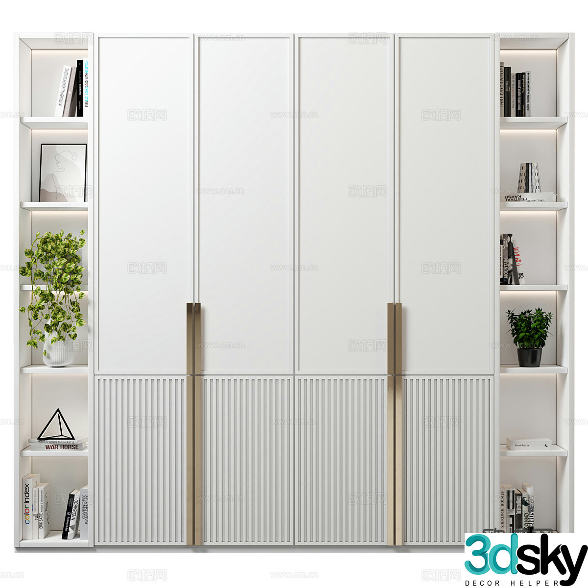 Modern minimalist door wardrobe 3d model
