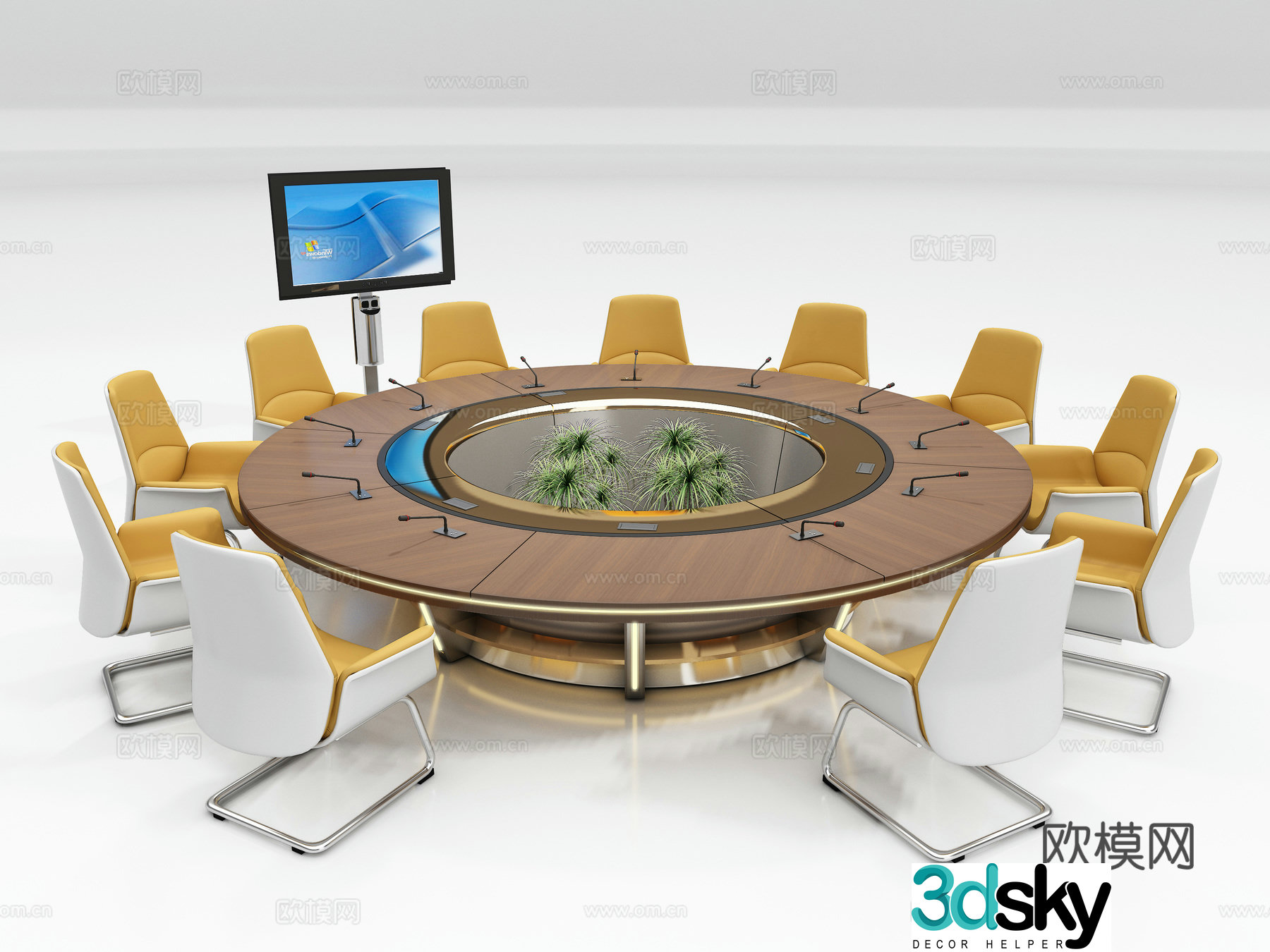 Modern circular conference table 3d model