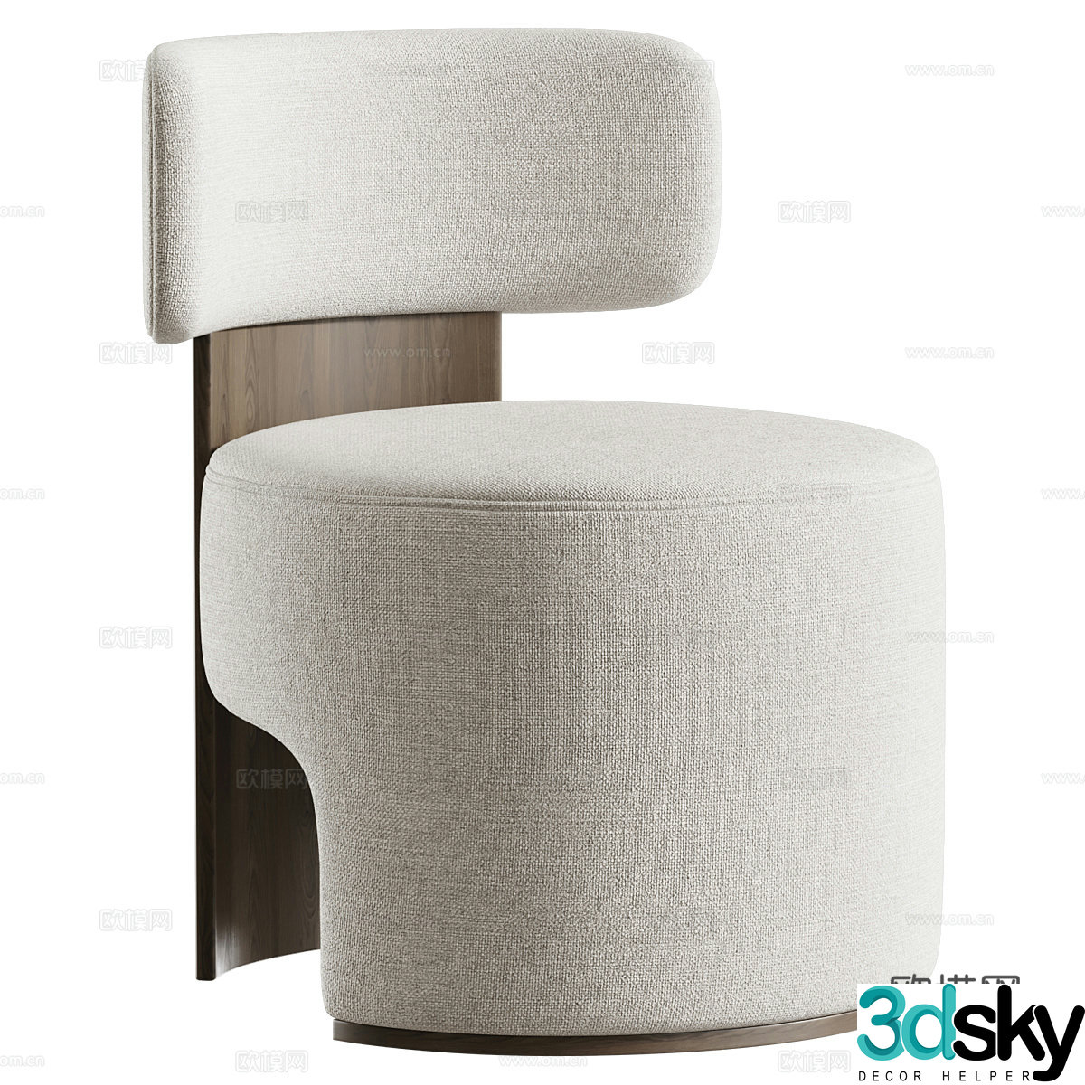 New Chinese style fabric wooden armchair 3D model