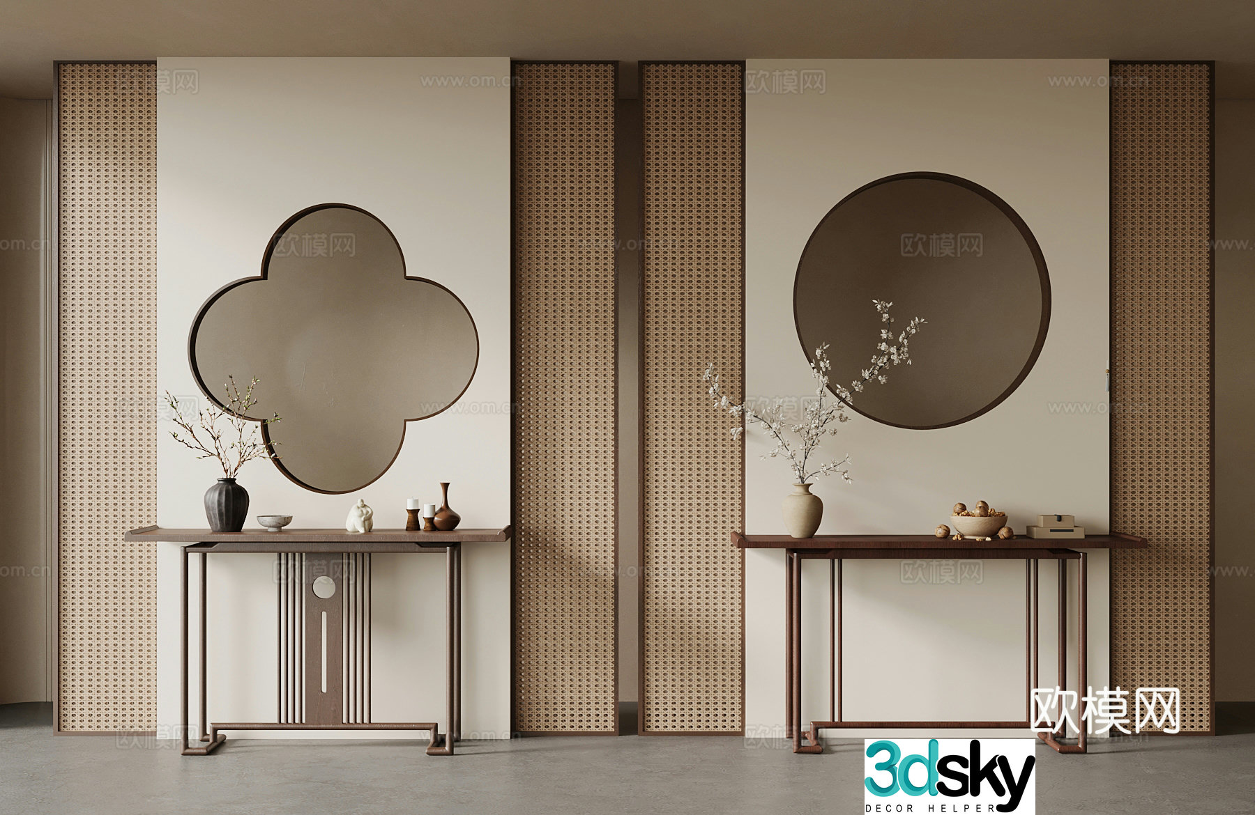 32 new Chinese style entrance partition end viewing platform 3D model