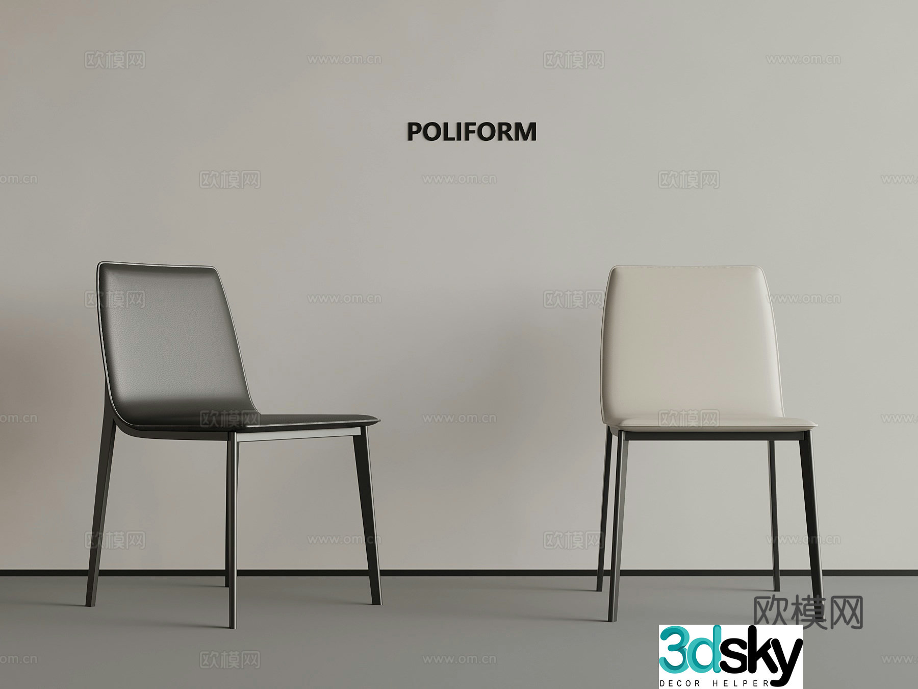 08 Italian dining chair casual chair single chair 3d model