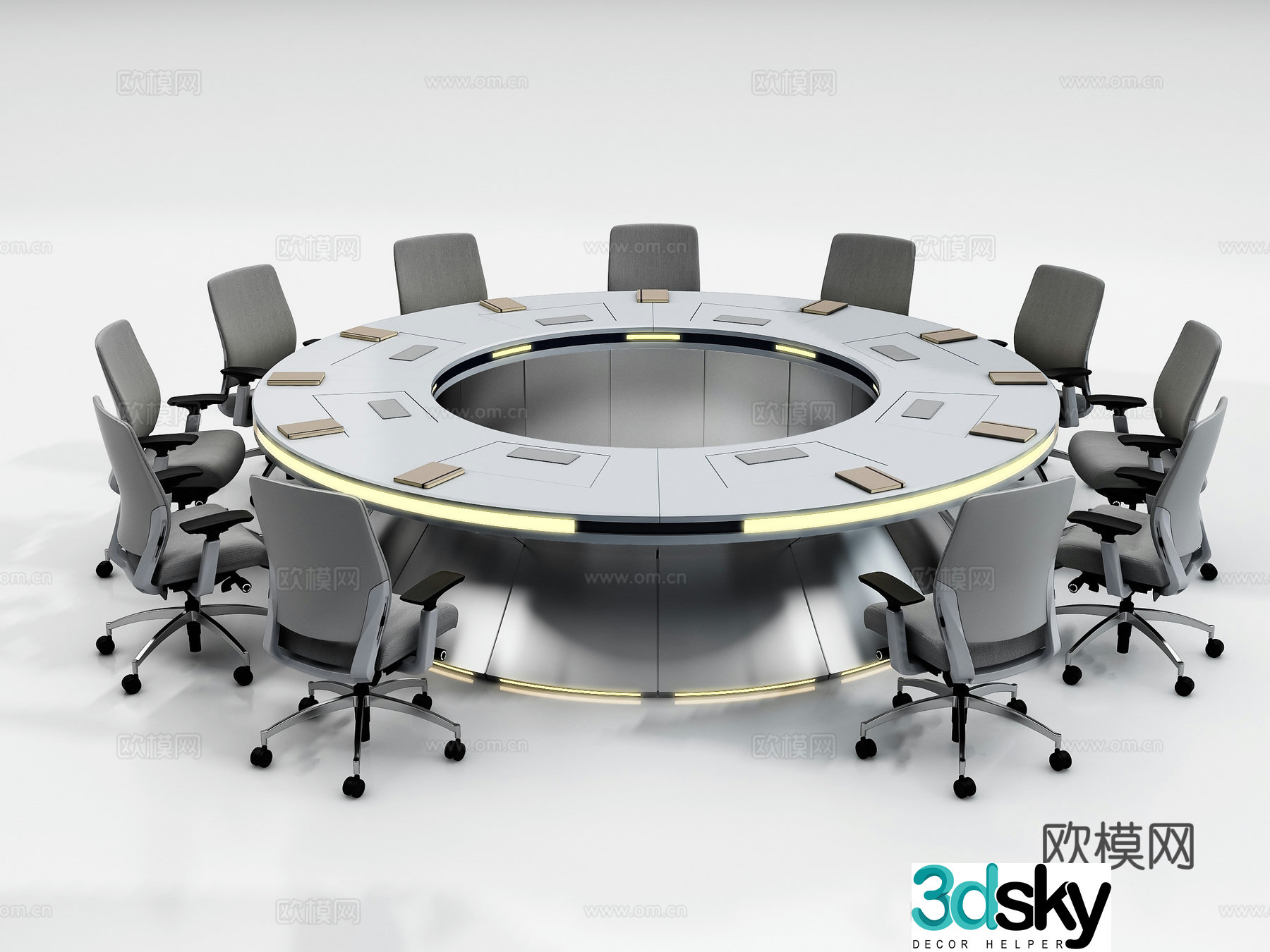 Modern circular conference table 3d model