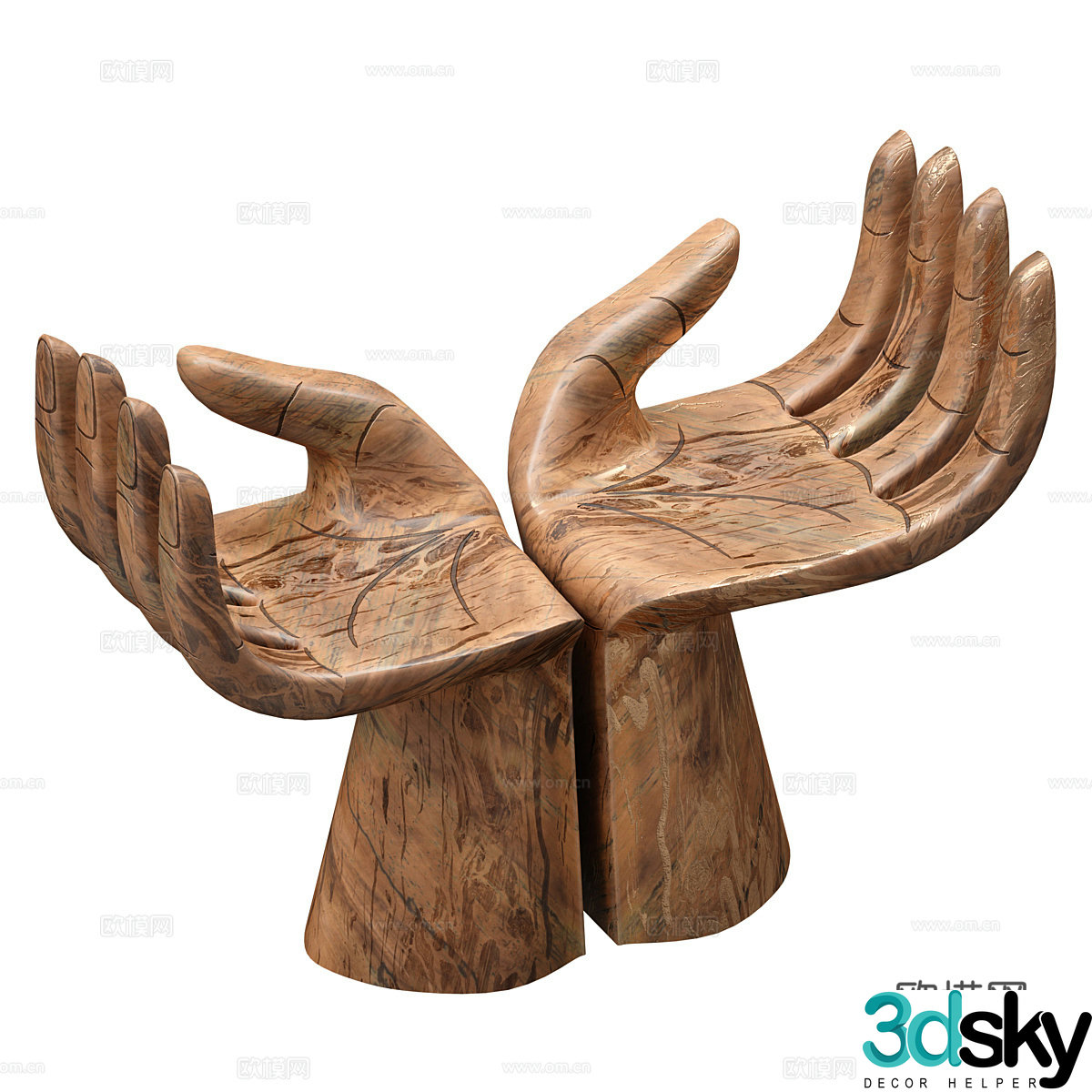 New Chinese style Buddha hand sculpture wooden chair 3d model