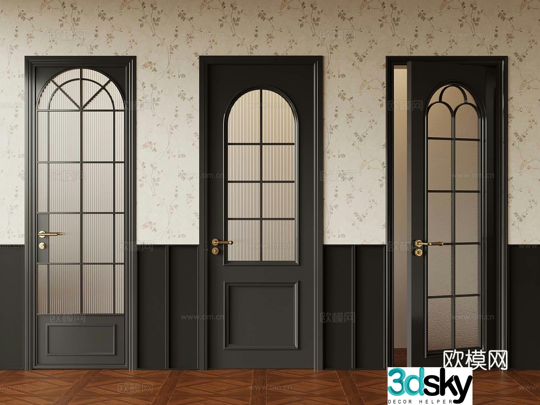 28 French single-opening door glass single-opening door 3D model
