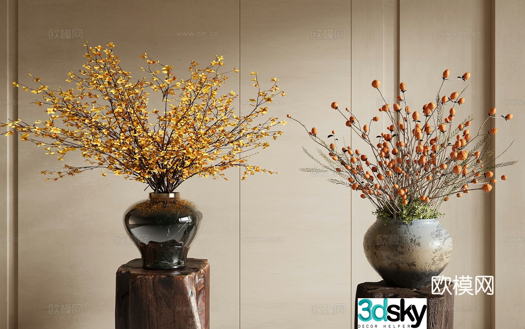 New Chinese style flower art Chinese style flower arrangement flower art ornaments flower art flower art vase 3D model