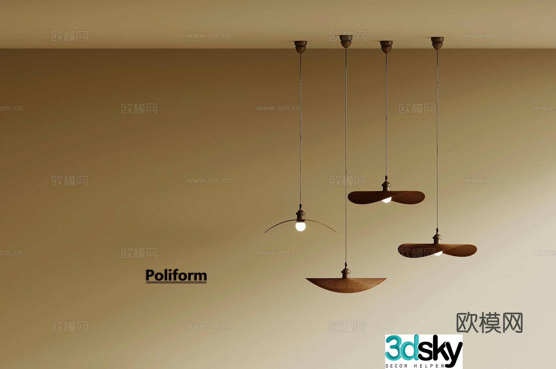 25 small chandeliers Wasabi wind chandeliers Fishing Line chandeliers Rattan chandeliers 3D model