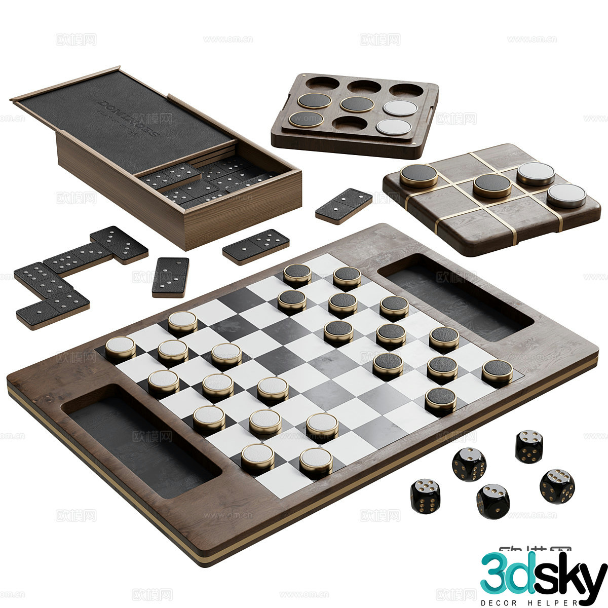 Modern Italian style tabletop board game set 3d model
