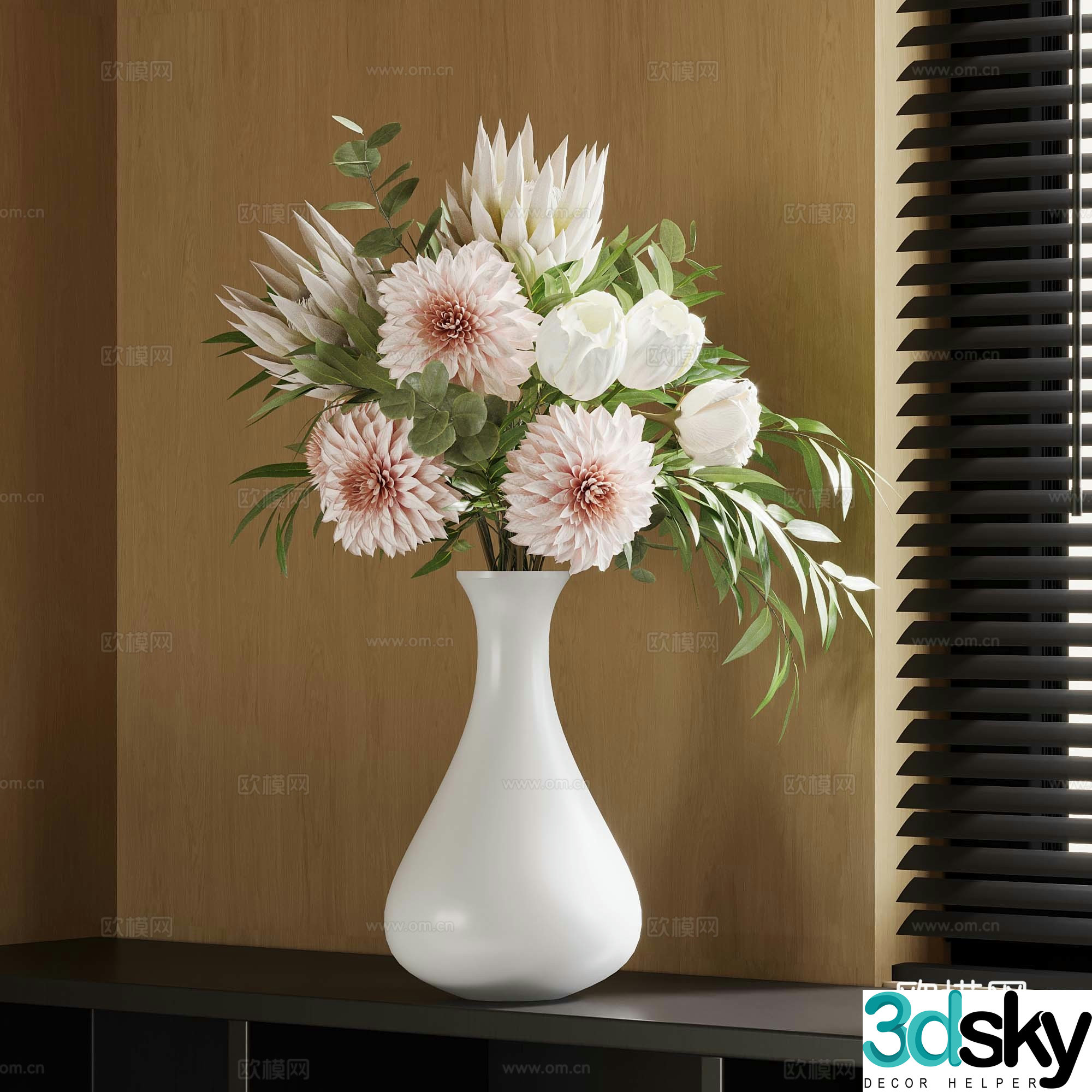 17 modern vase floral ornaments 3d model