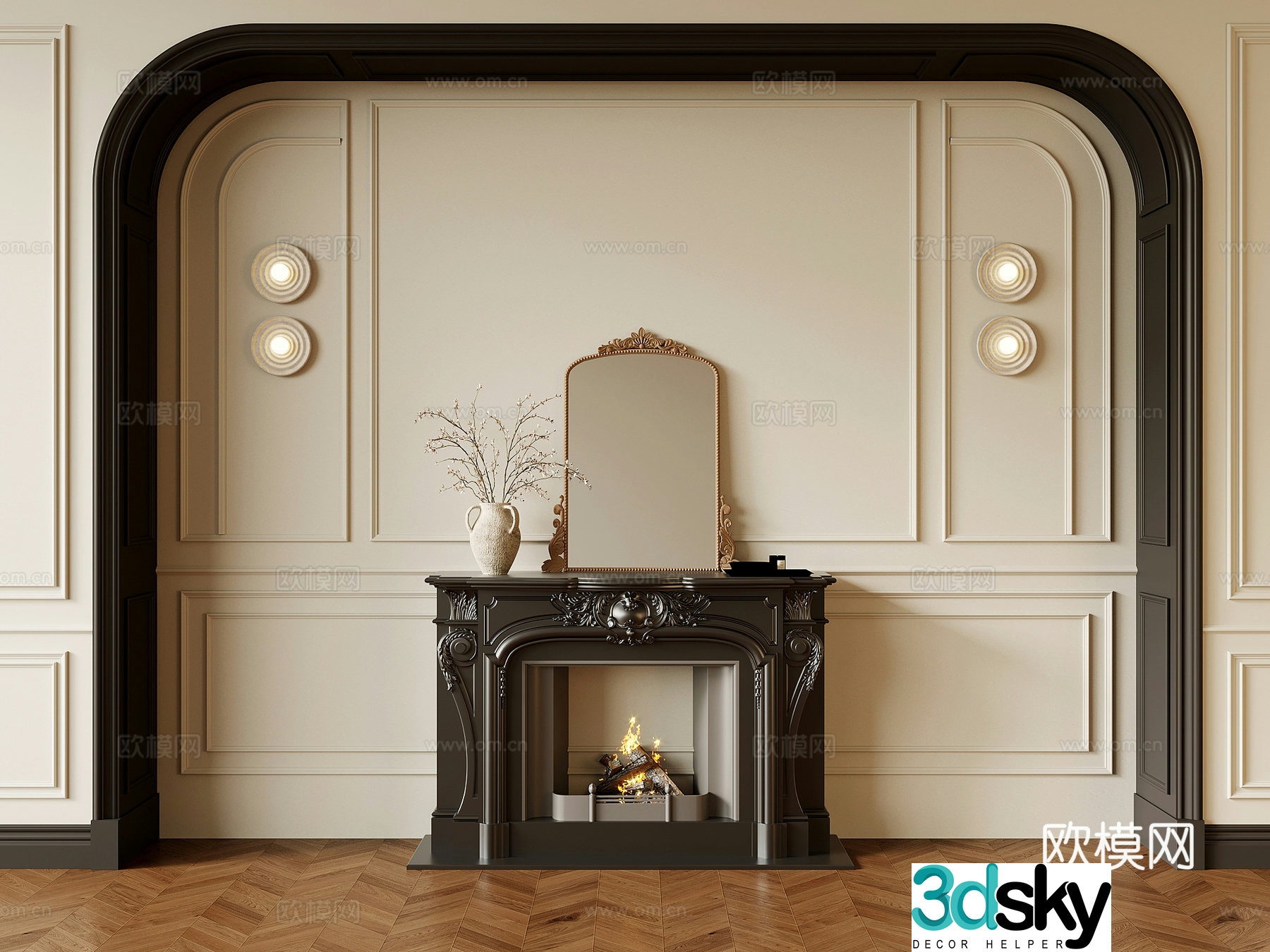 25 fireplace French fireplace door cover 3d model
