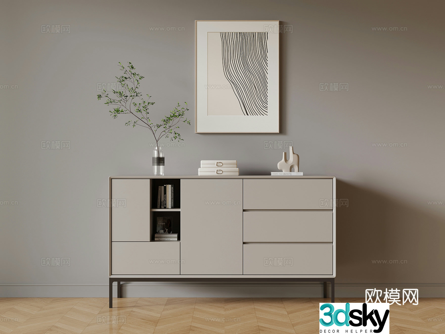 01 Modern Entrance Cabinet 3D Model