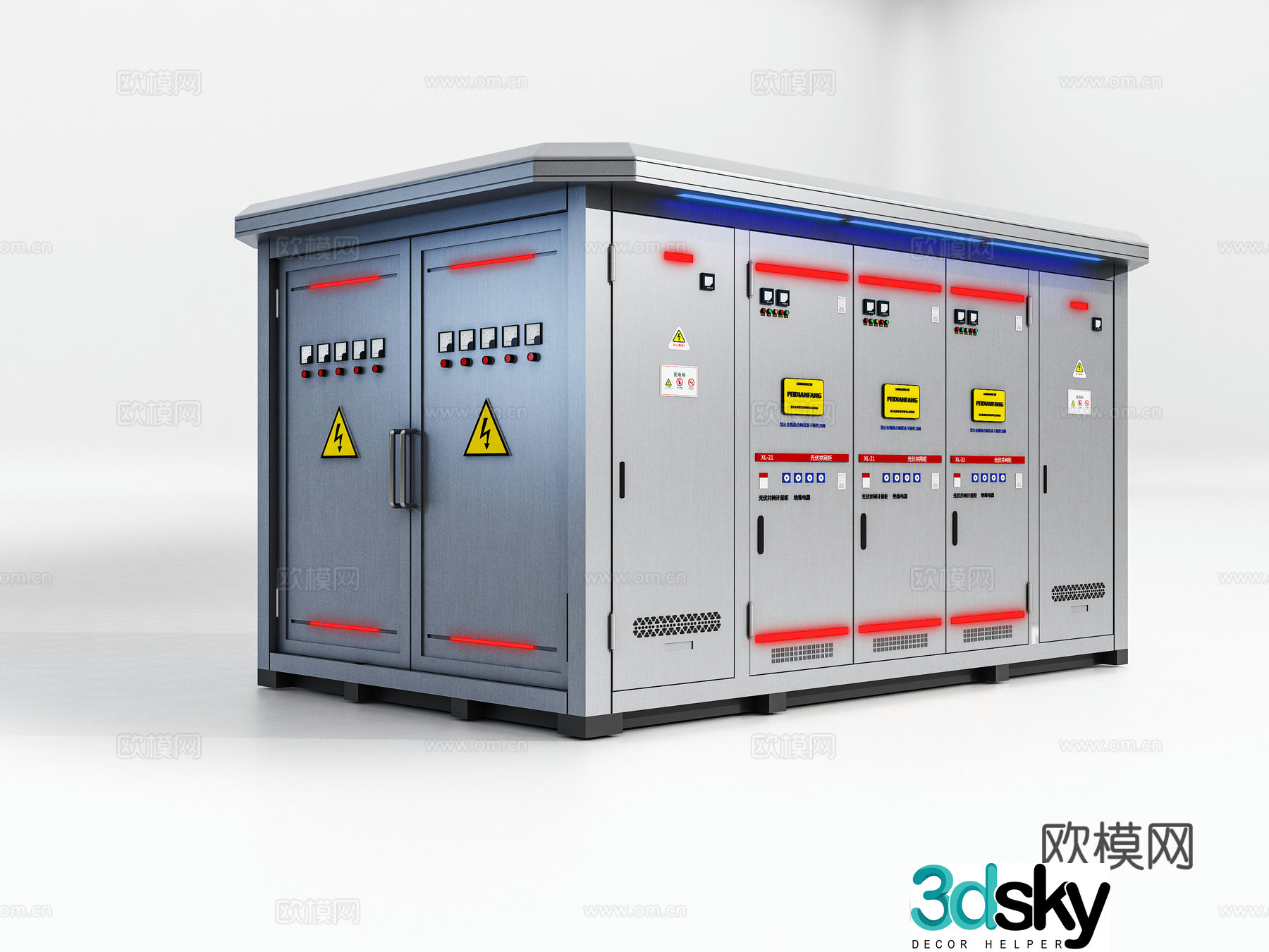 Modern box-type distribution cabinet, box transformer, photovoltaic box transformer, power box 3D model