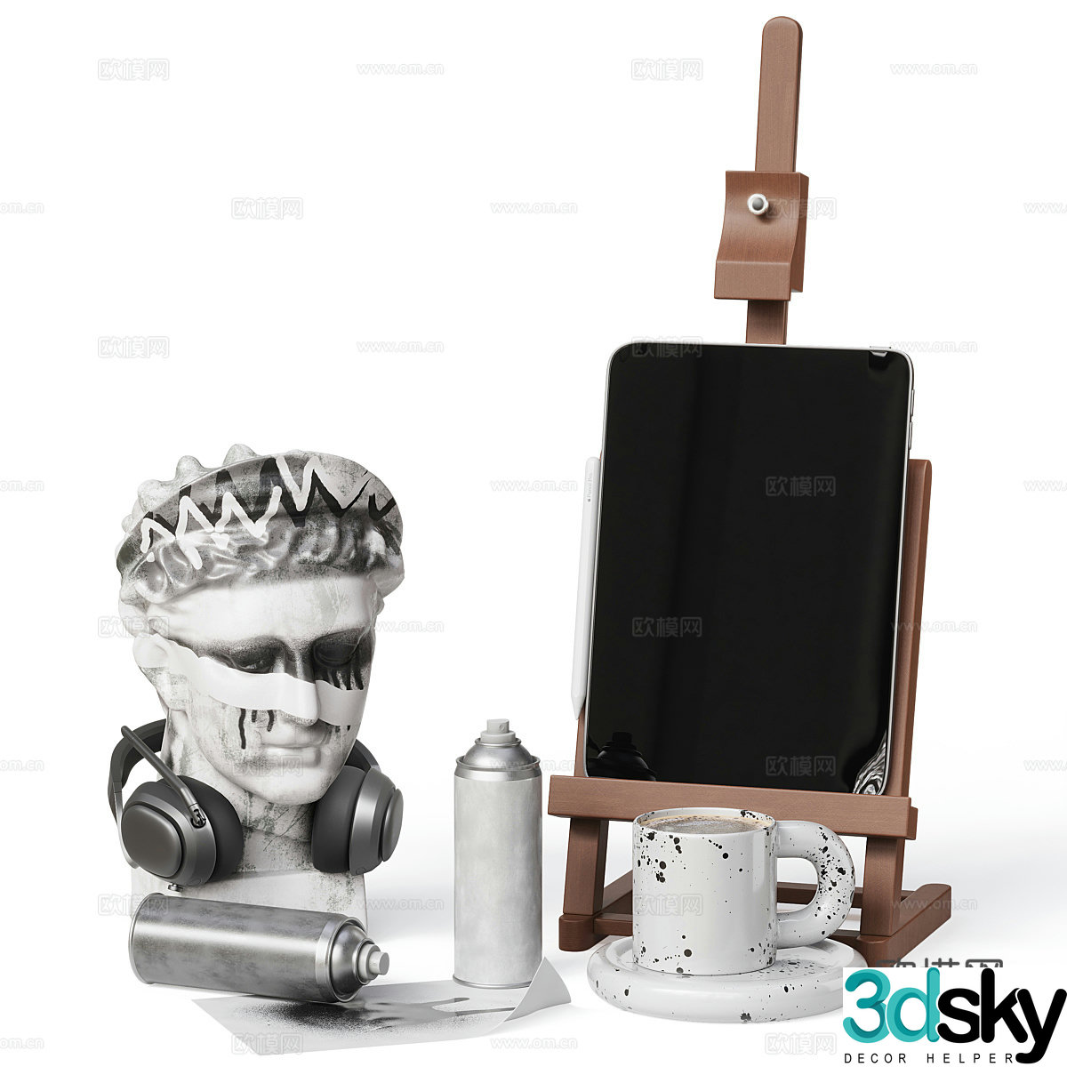 Modern Italian art jewelry ornaments combination 3D model