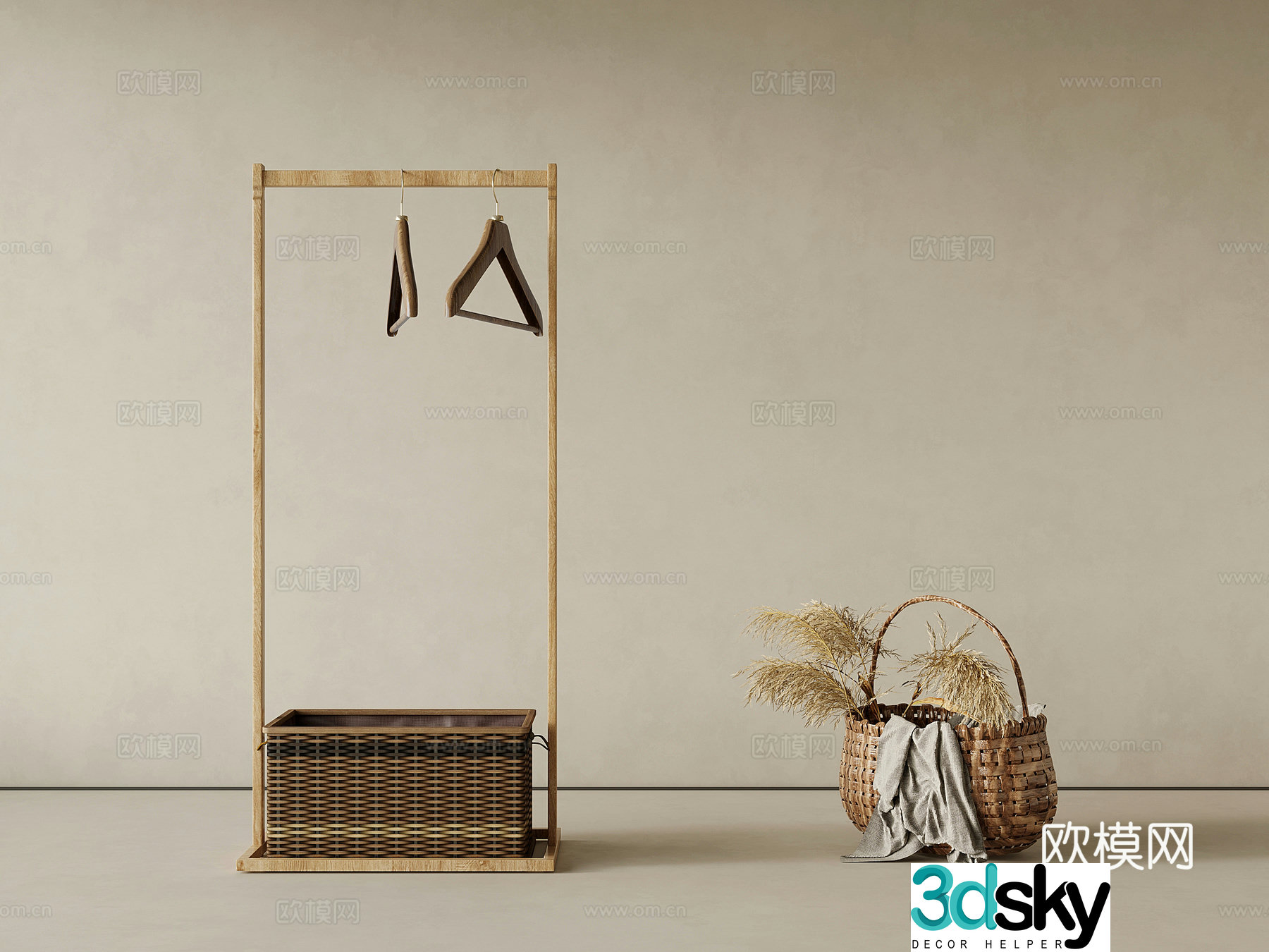 01 Clothes Hanger Wasabi Wind Clothes Hanging Clothes Rod 3D Model