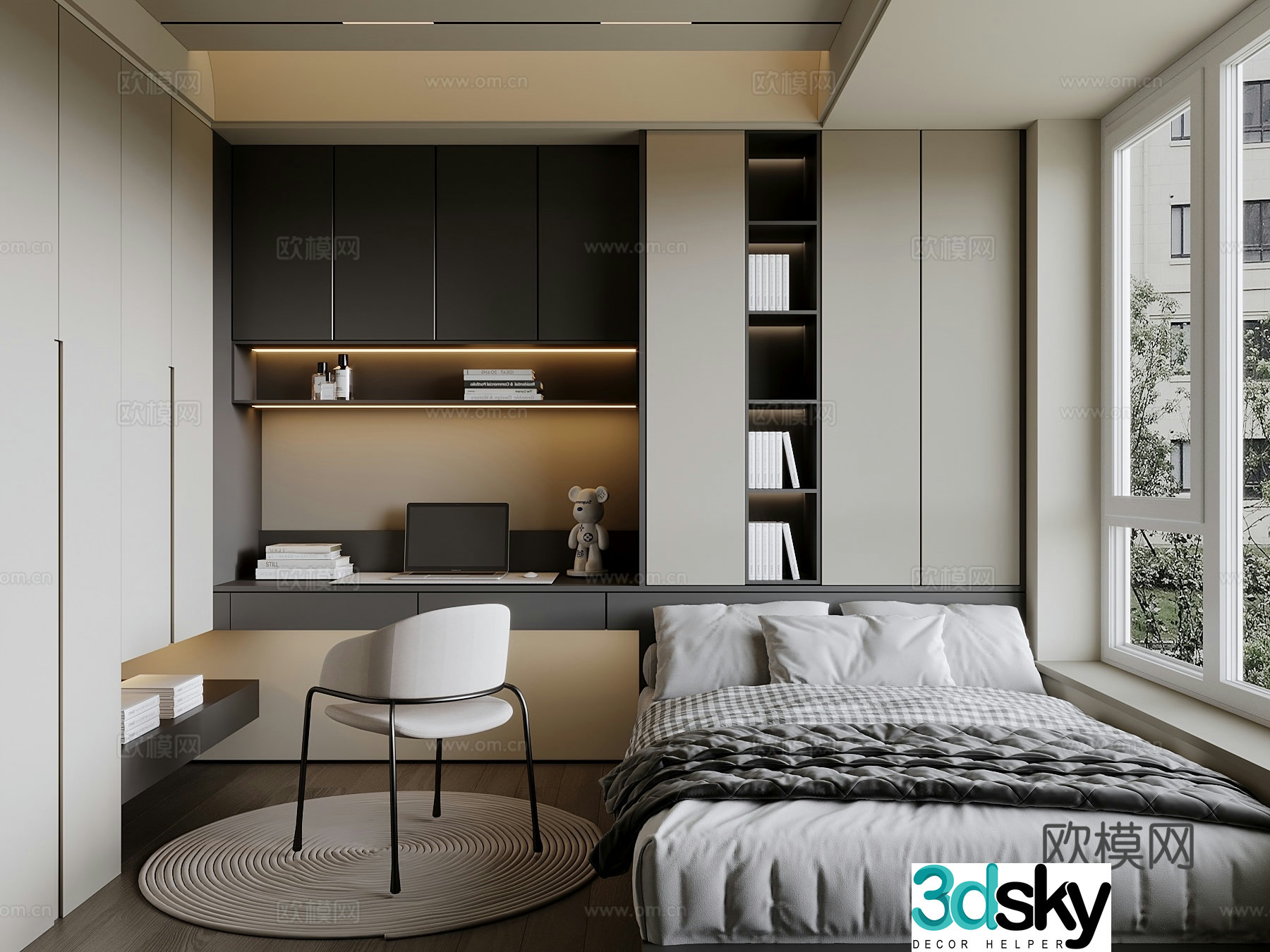 13 modern Italian tatami bedroom double bed 3d model
