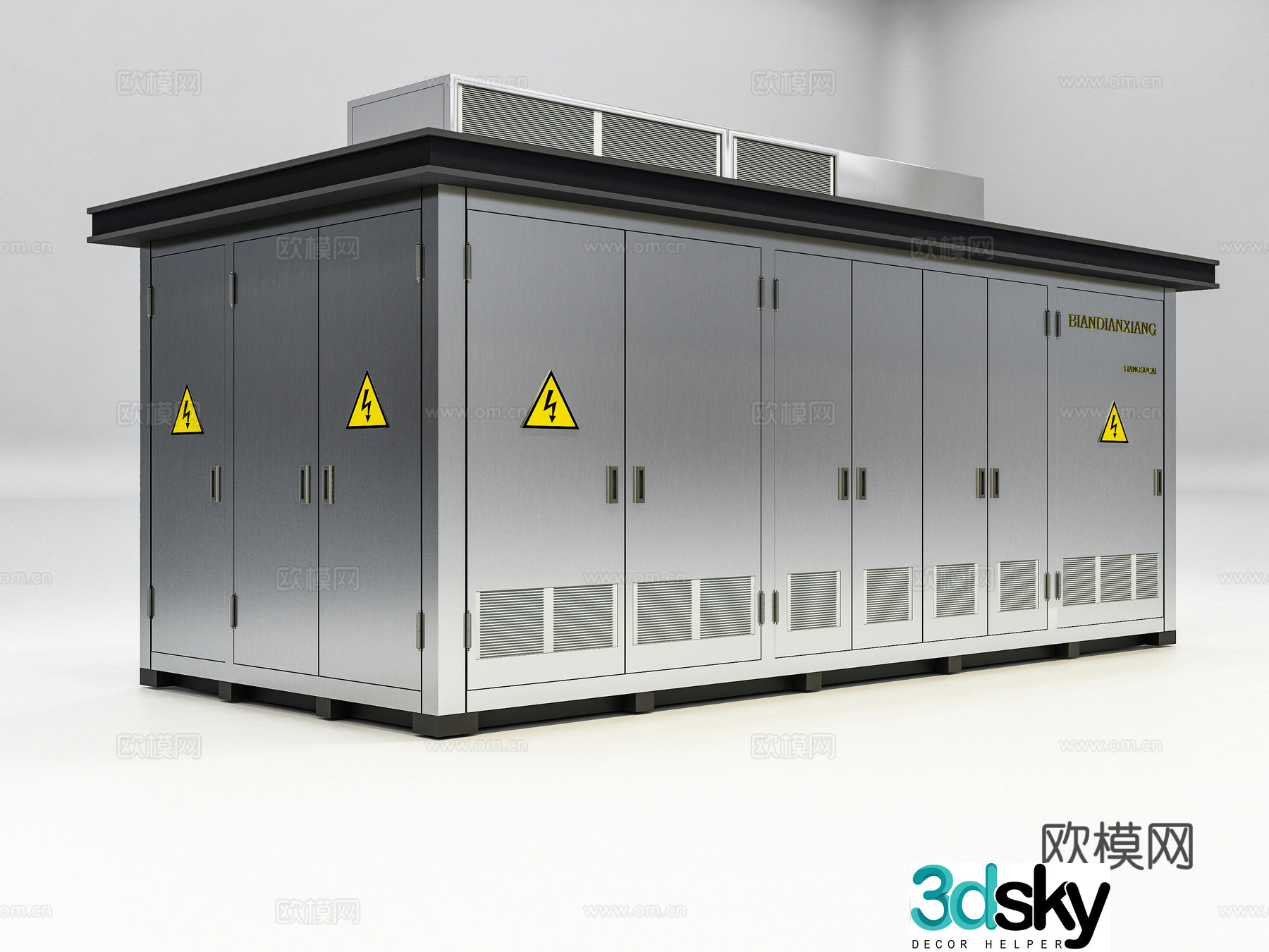 Modern box transformer, distribution cabinet, transformer room, electrical box 3D model