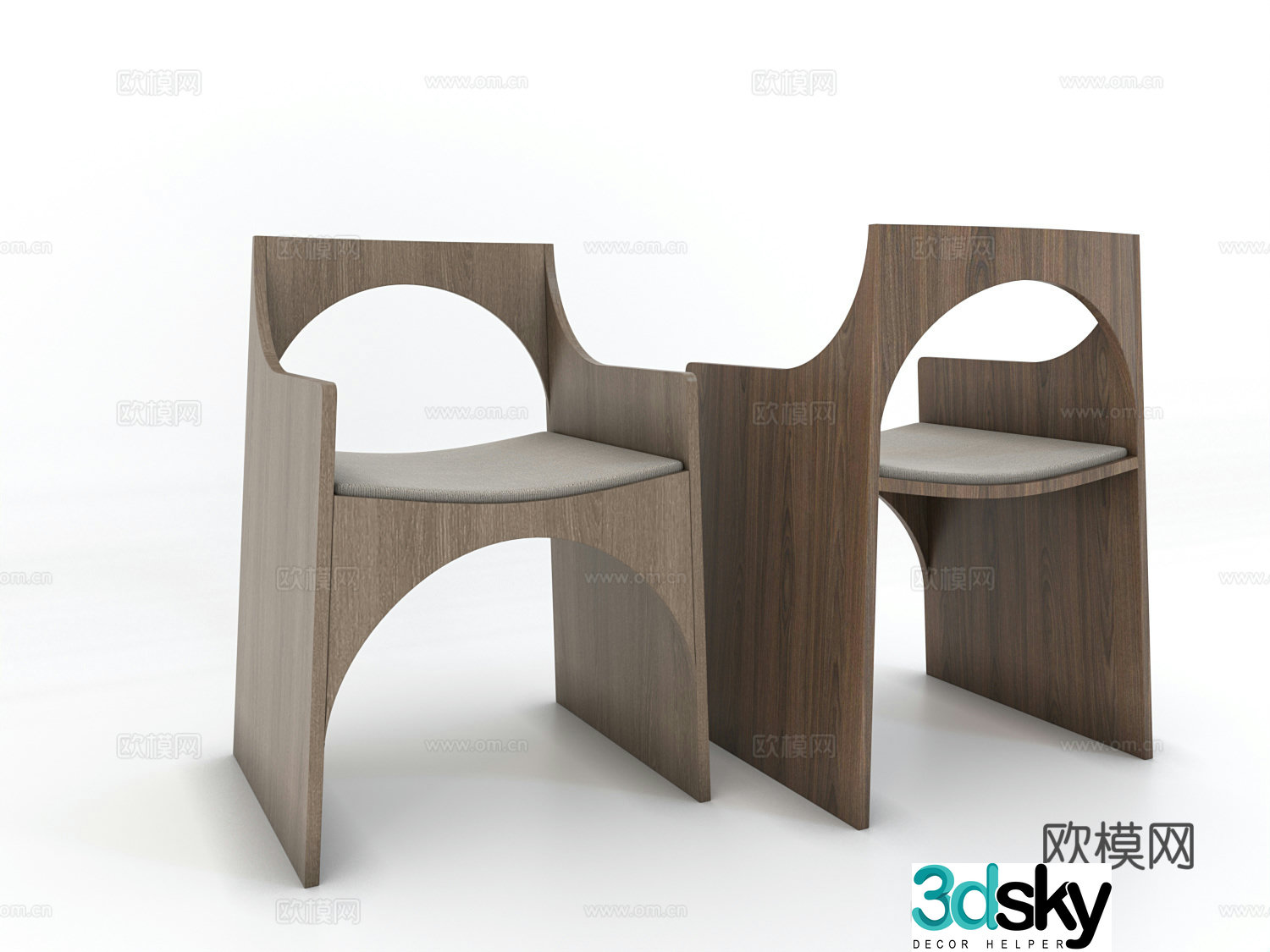 Middle modern new Chinese style single chair 3d model