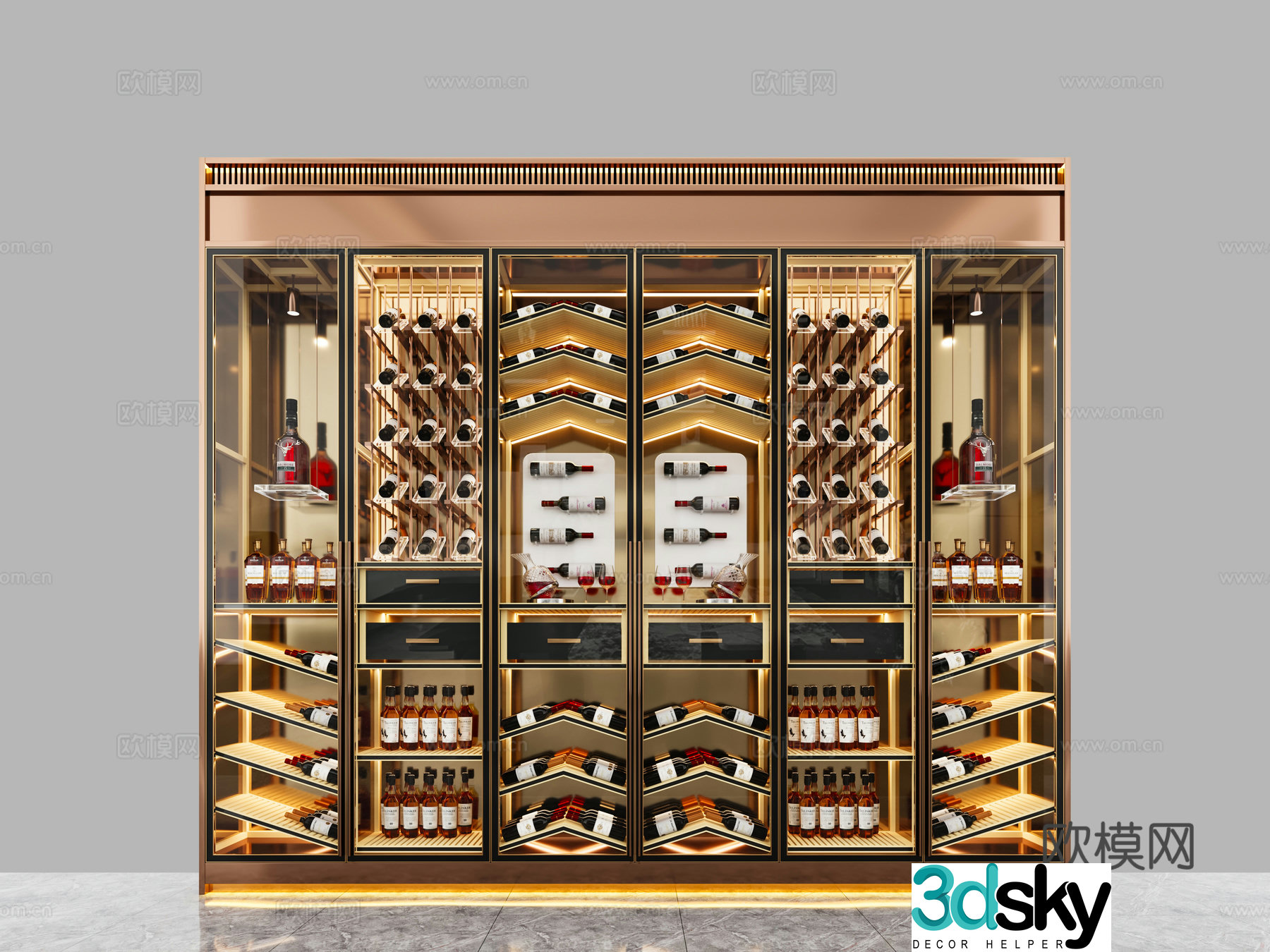 Wine cabinet constant temperature wine cabinet customized wine cabinet red wine cabinet side cabinet wine red wine 3D model