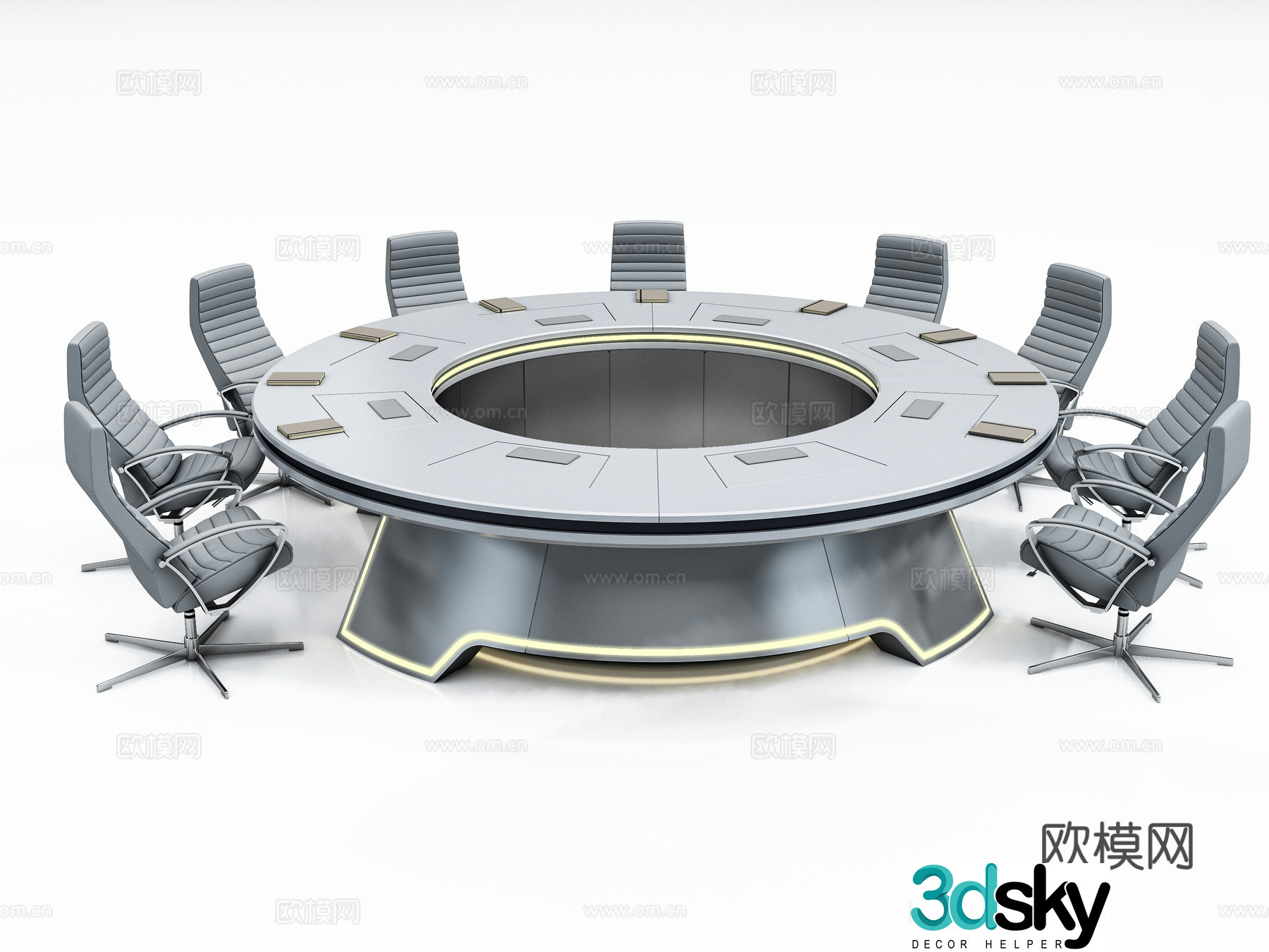 Modern circular conference table 3d model