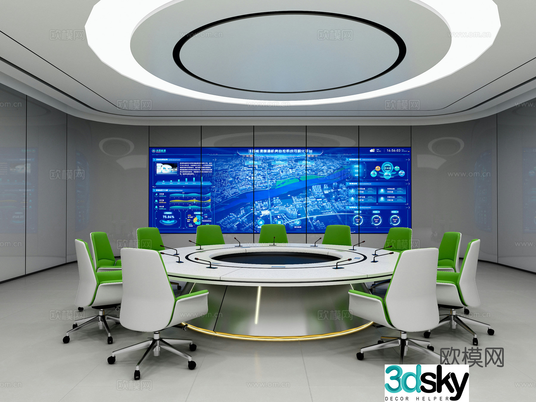 Modern circular conference table 3d model