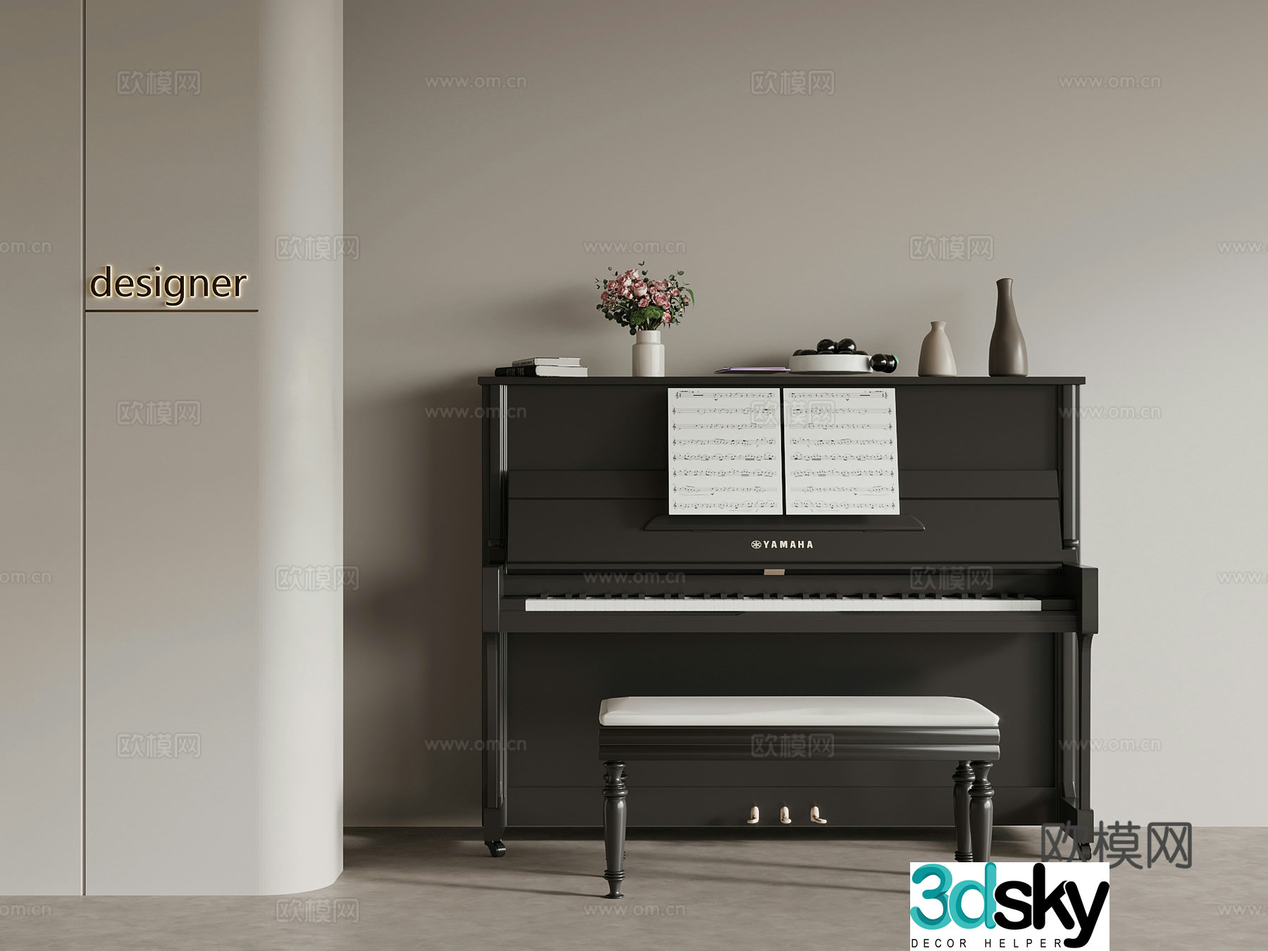 03 modern lacquered piano instrument 3d model