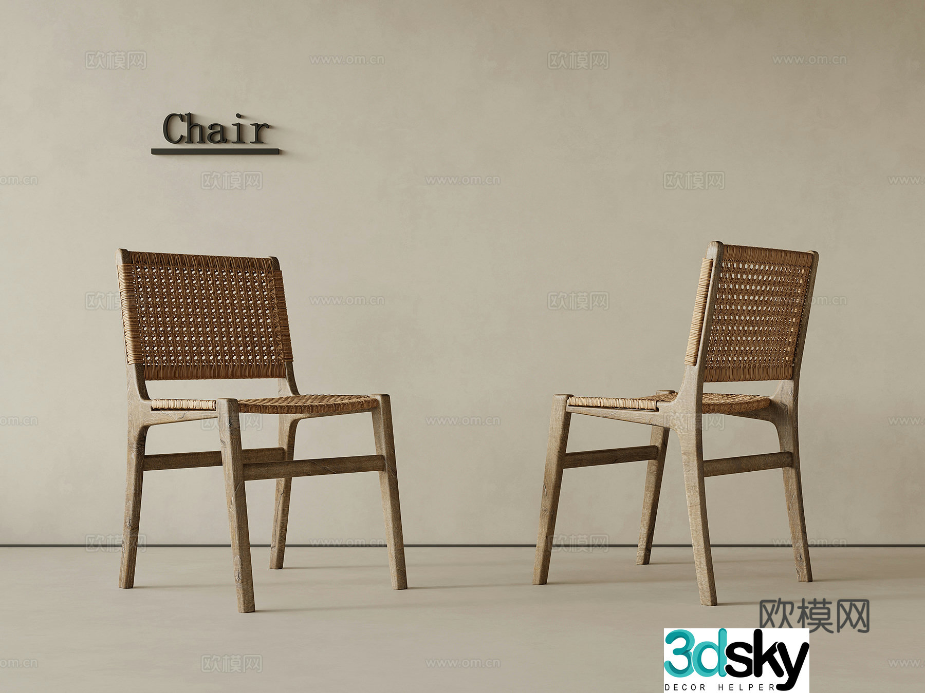 05 Leisure Chair Wasabi Style Leisure Chair Writing Chair Dining Chair Rattan Chair 3D Model