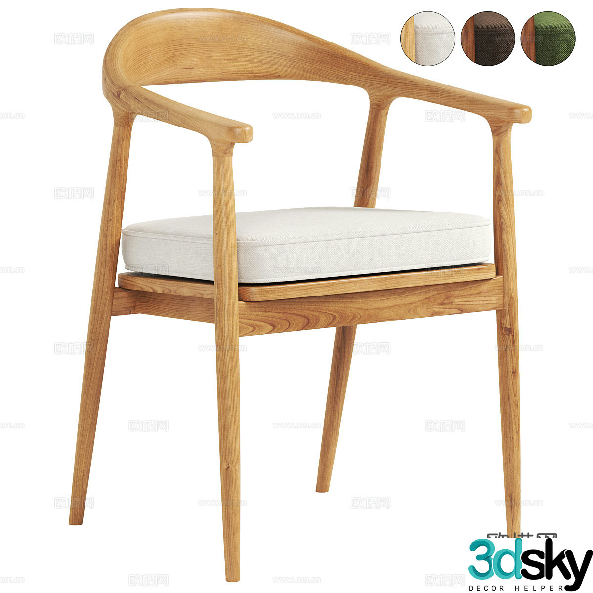 New Chinese style wooden single chair 3D model
