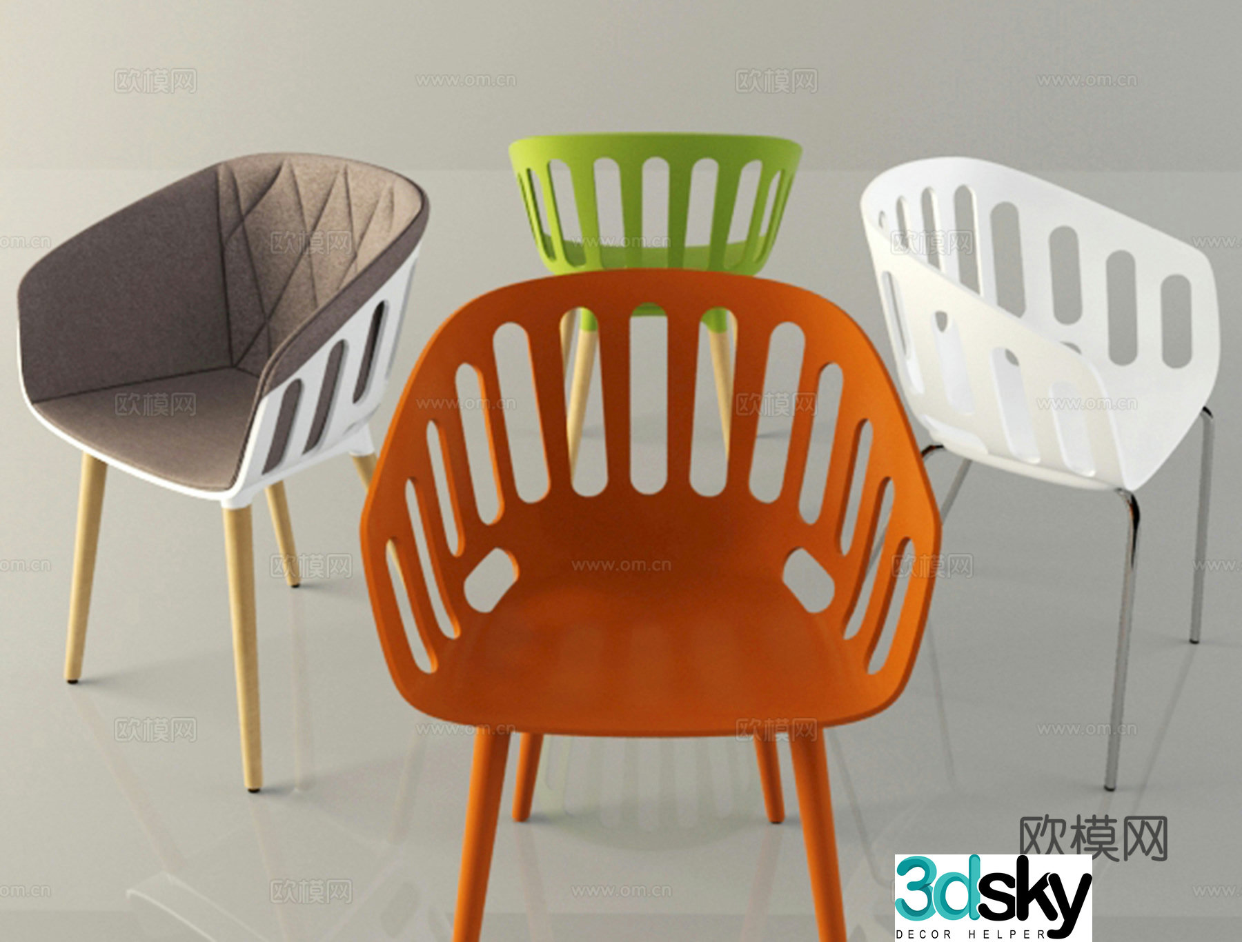 Modern outdoor leisure chair plastic chair single chair 3d model