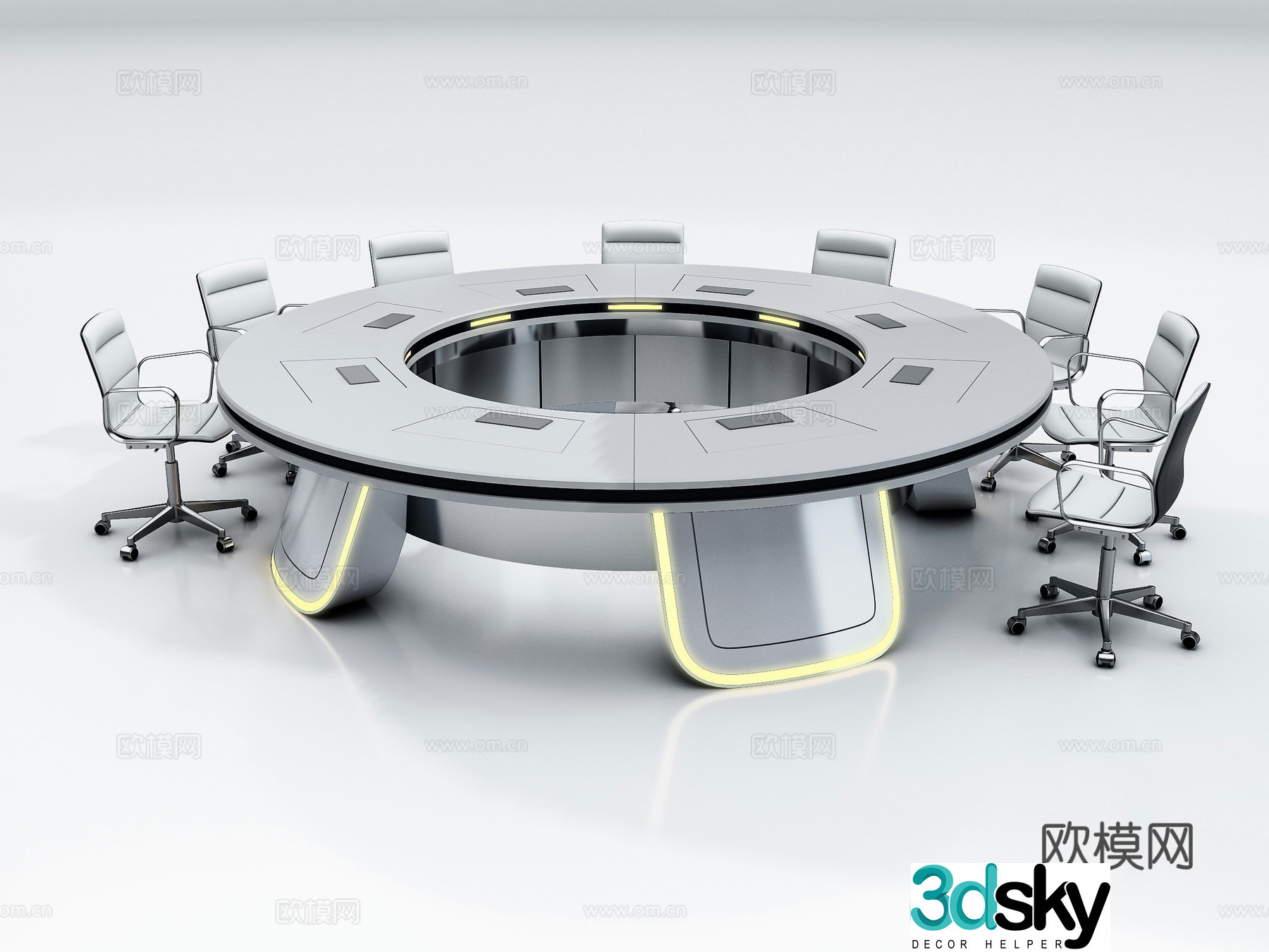 3D model of tech-sensing circular conference table
