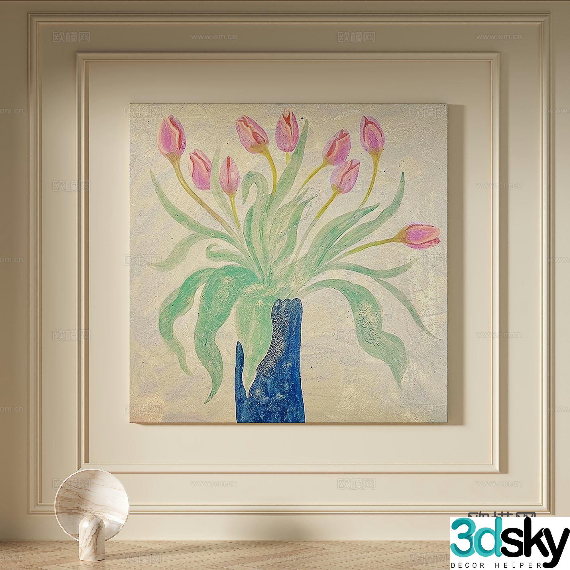 Modern creamy style light luxury wasabi texture simple abstract decorative painting 3d model