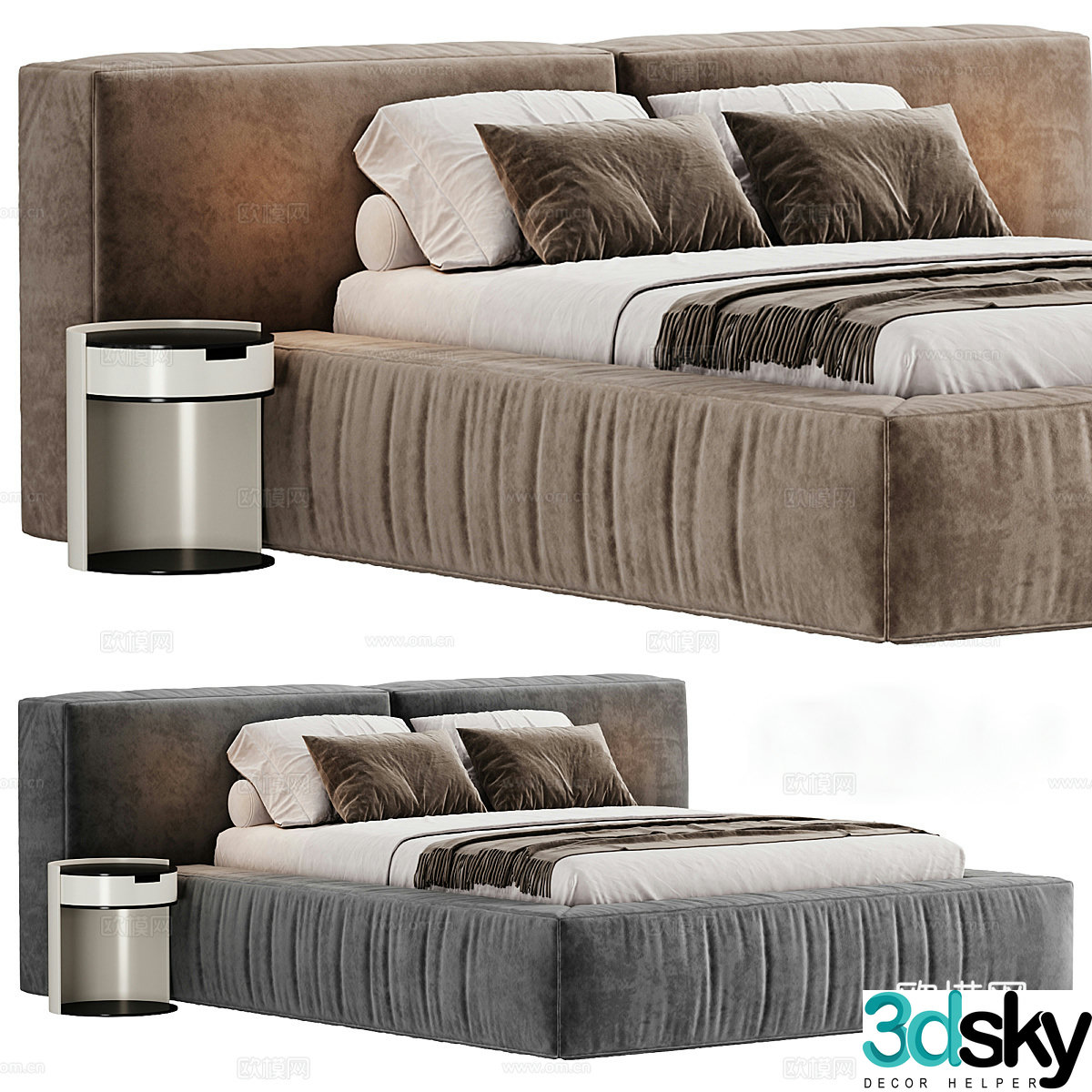 Background double bed 3d model
