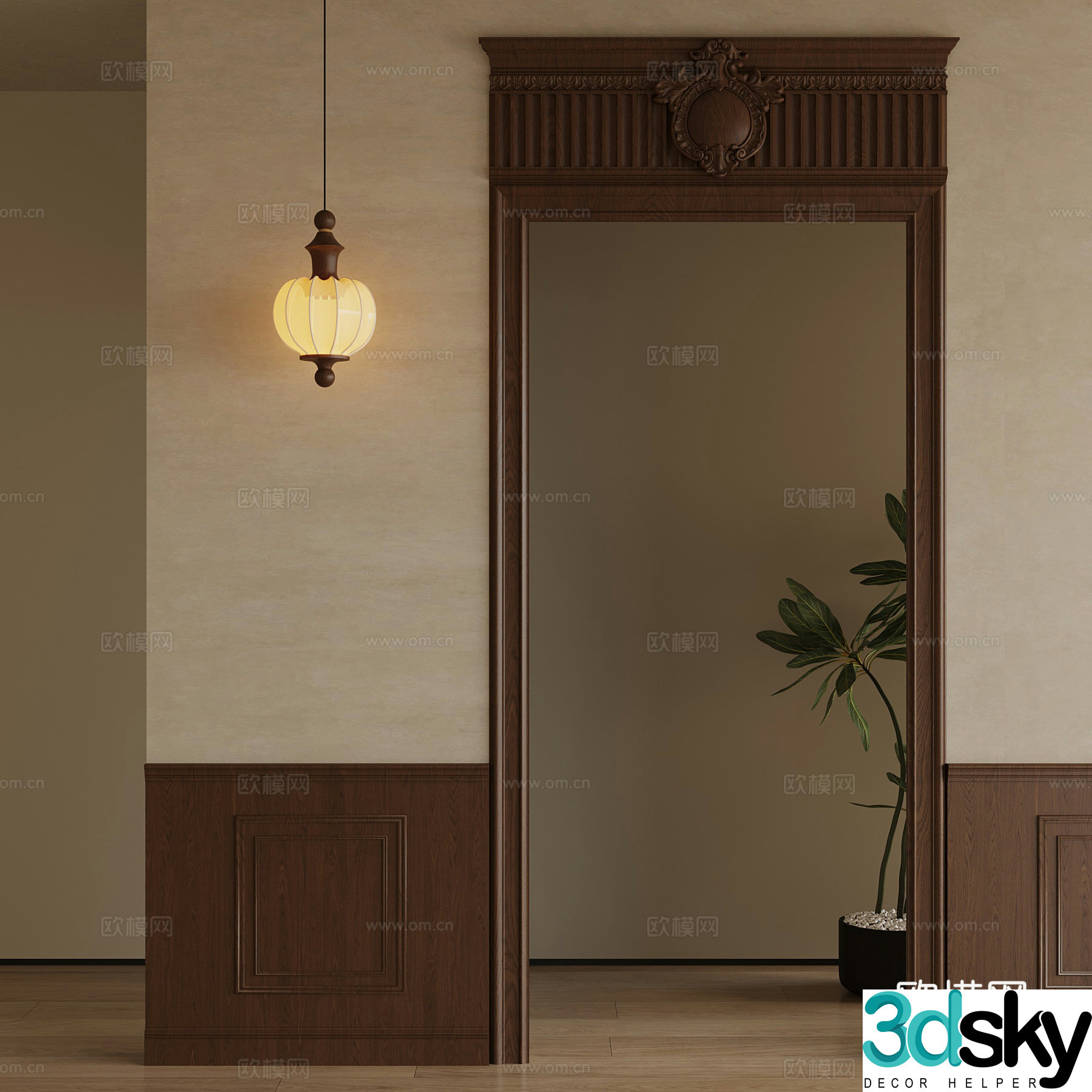 14 French medieval squid door cover chandelier 3d model