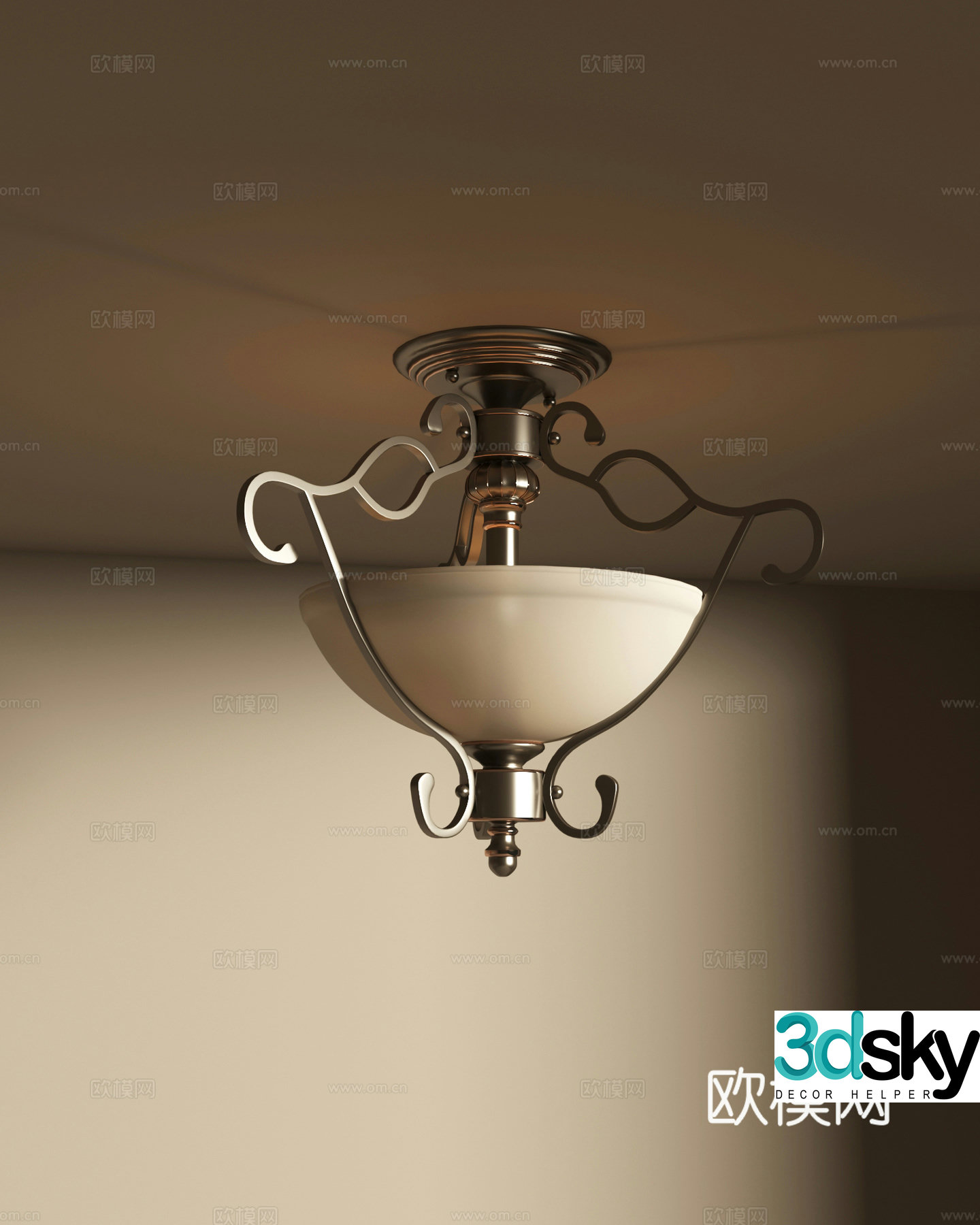 13 ceiling light French retro style ceiling light 3d model
