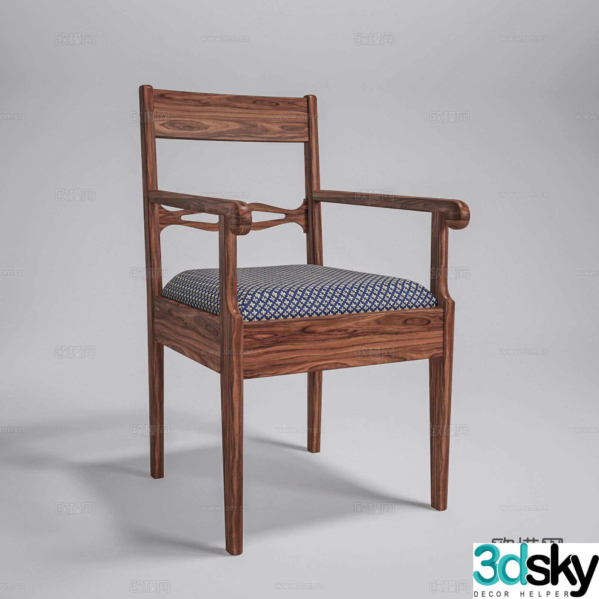 American casual chair dining chair book chair single chair 3d model