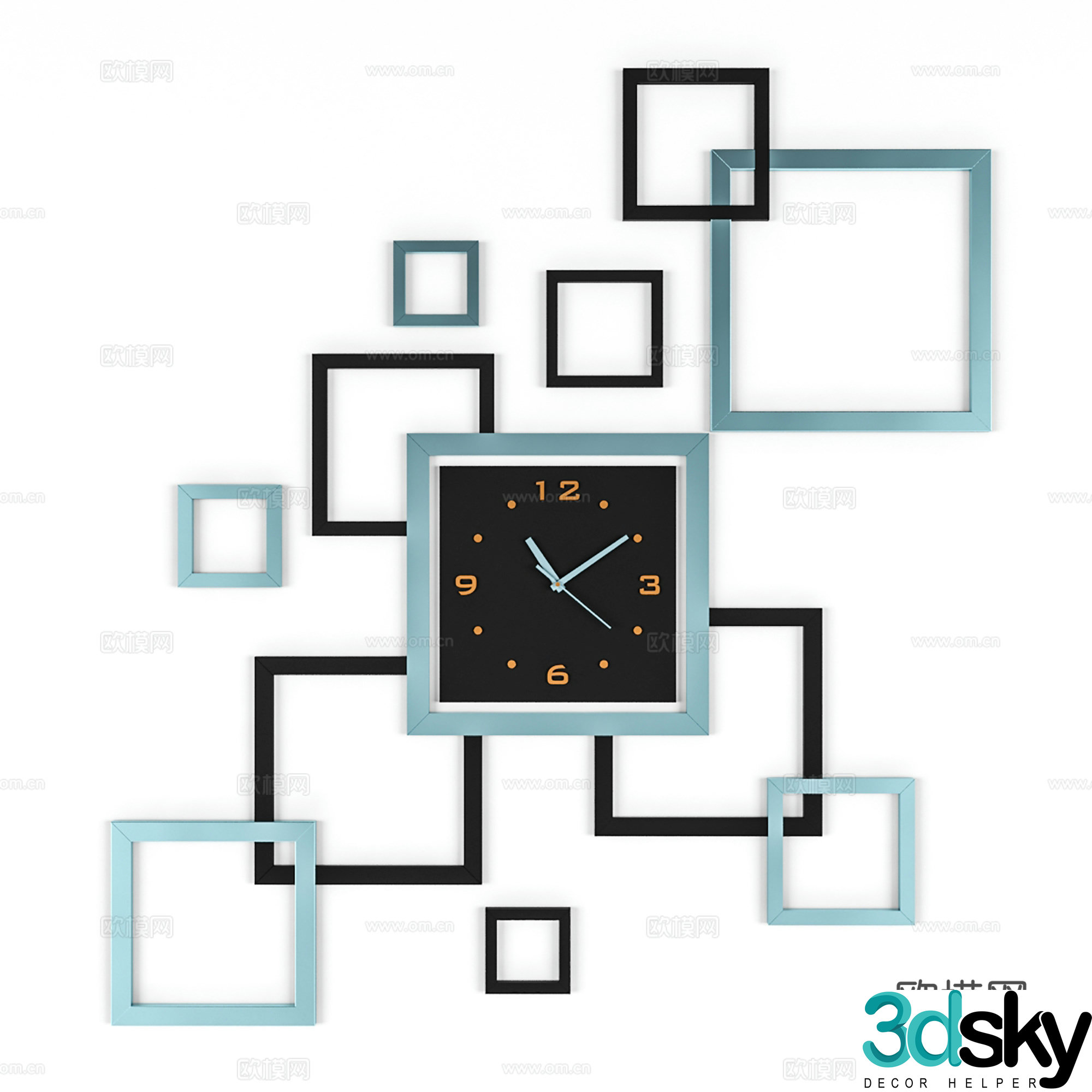 Modern pendant wall decoration wall decoration clock photo frame 3d model