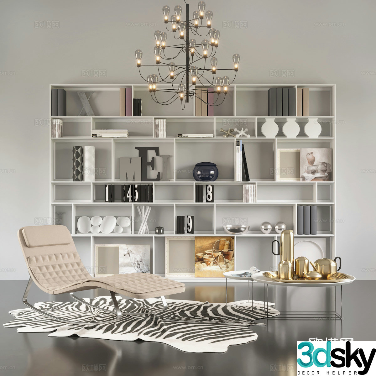 Modern shelf single chair 3d model