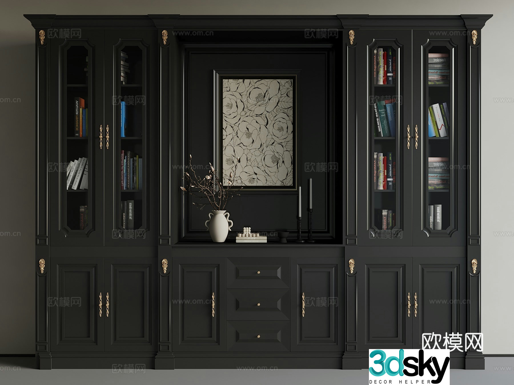 21 French bookcase 3d model