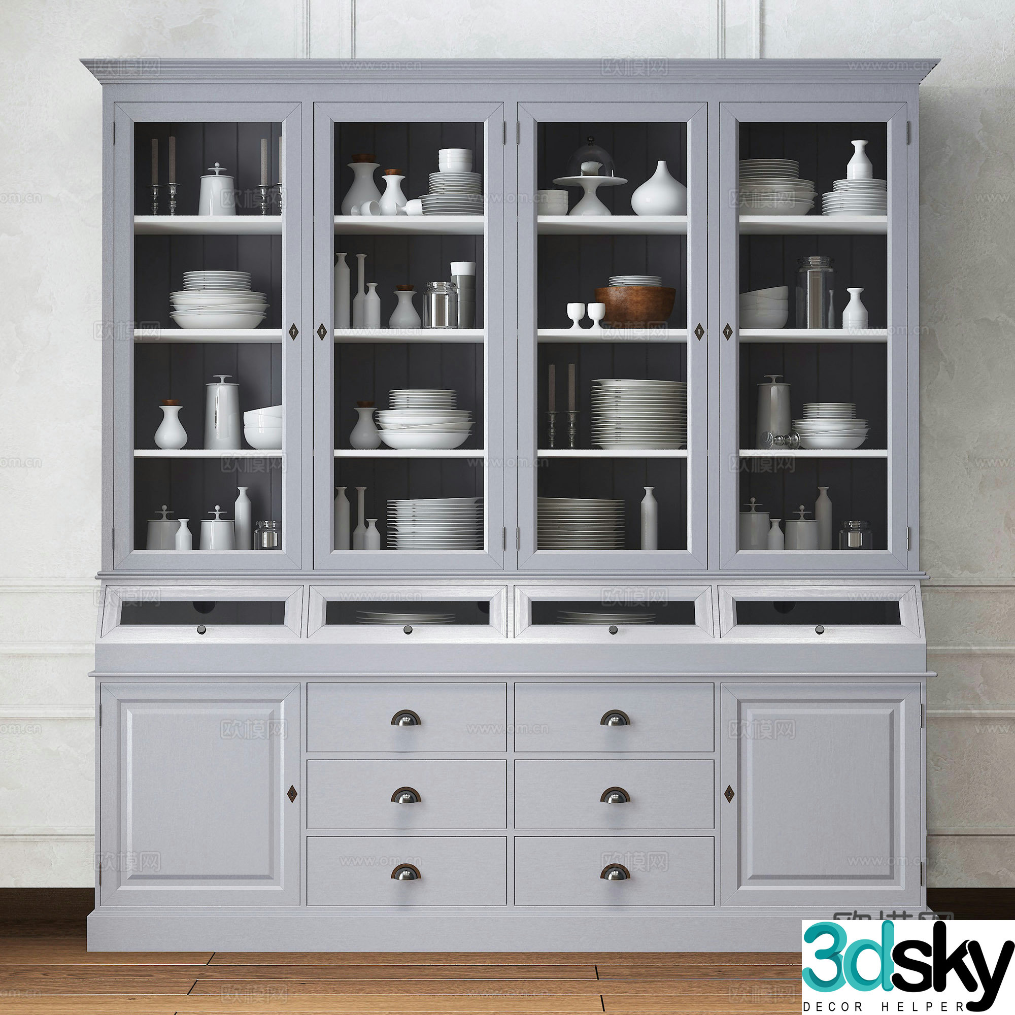 Simple European storage cabinet sideboard cupboard 3d model