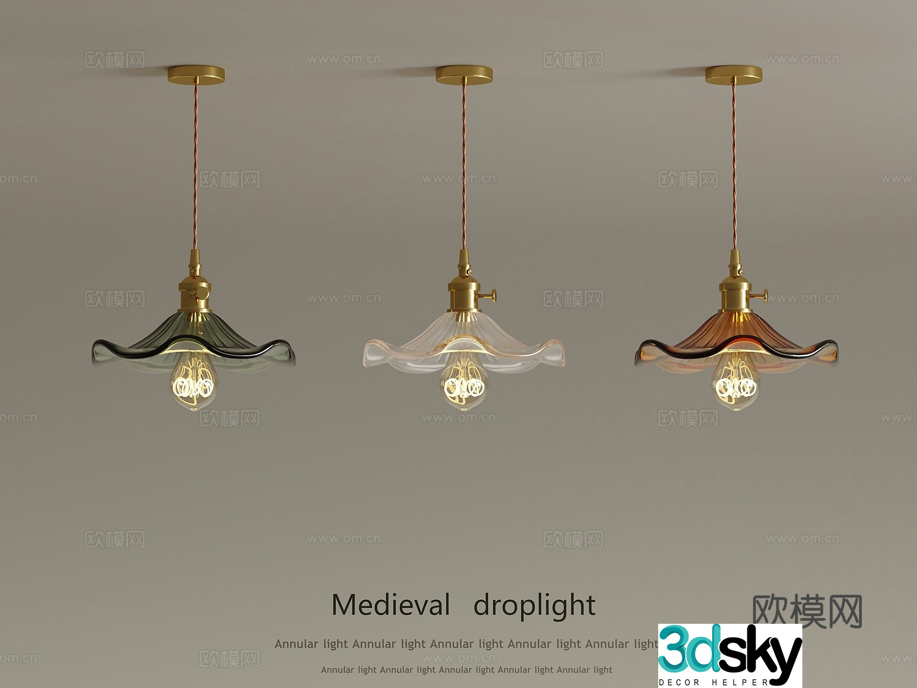 6 French Cream-White Chandelier Restaurant Chandelier Decorative Light 3D Model